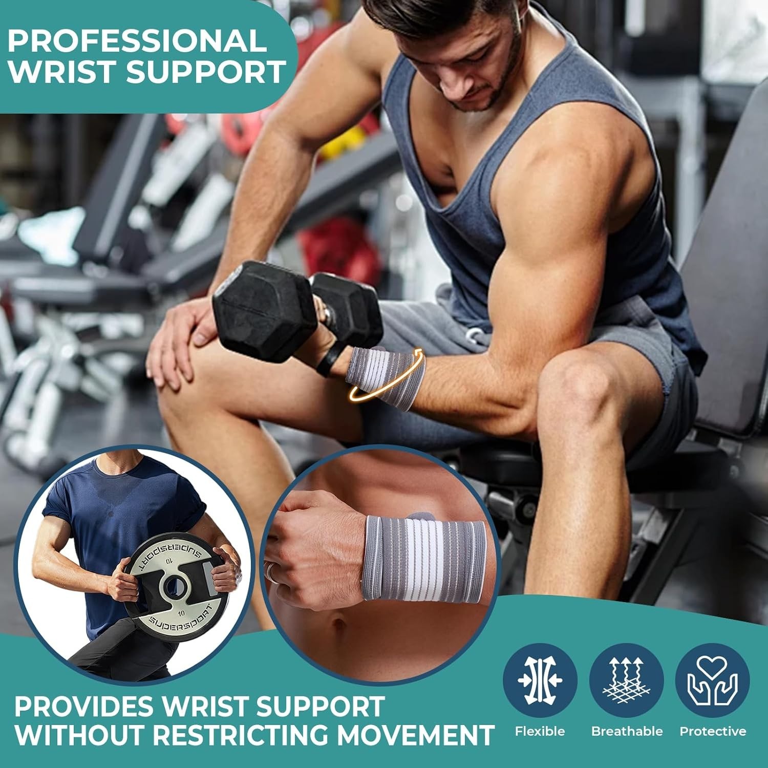 Versatile Compression Wrist Band – Lightweight Support for Both Wrists, Size M
