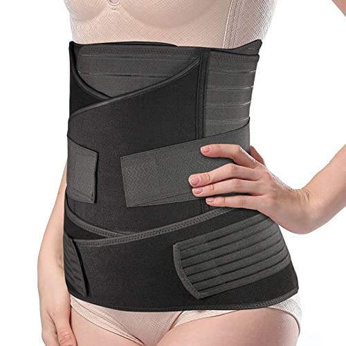 Postpartum Belly Band, 3-Piece Postpartum Girdle C One Size (US 4-12) Black