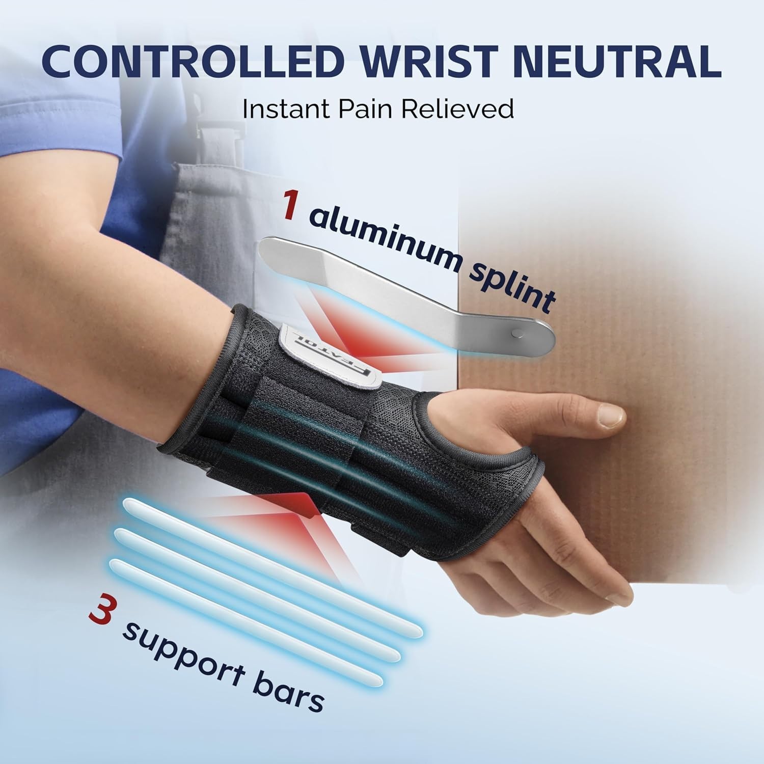 2 Pack Carpal Tunnel Wrist Brace For Work With Wrist Splint, 6.5” Wrist Brac…