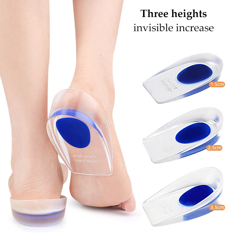 1Pair Gel Shoes Insole for Feet Silicone Invisible Height Increasing Insoles Non