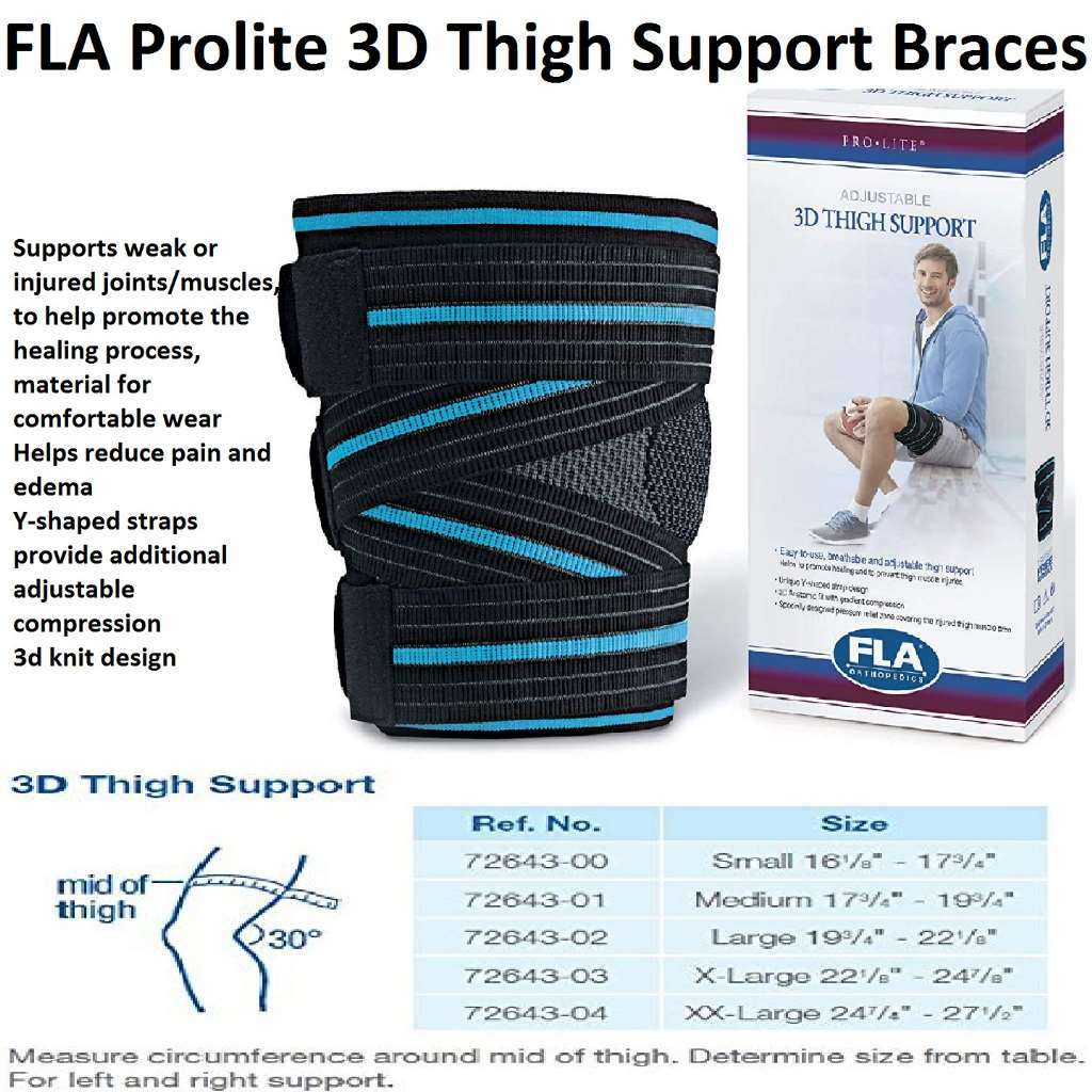 FLA Prolite 3D Thigh Support Braces Black/Blue X-Large