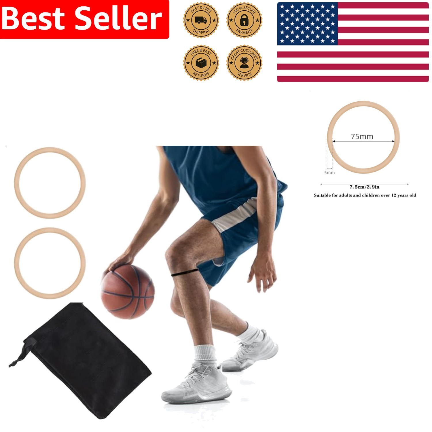 2 Pack Beige Patellar Tendon Strap Knee Pain Relief Brace Support for Running
