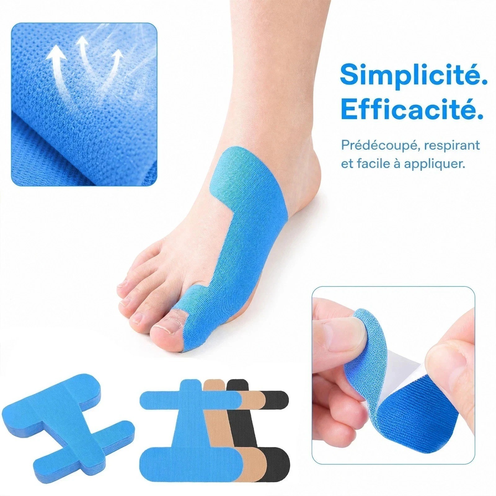 50Pcs Bunion Corrector Kinesiology Tape – Precut Elastic Support for Big Toe