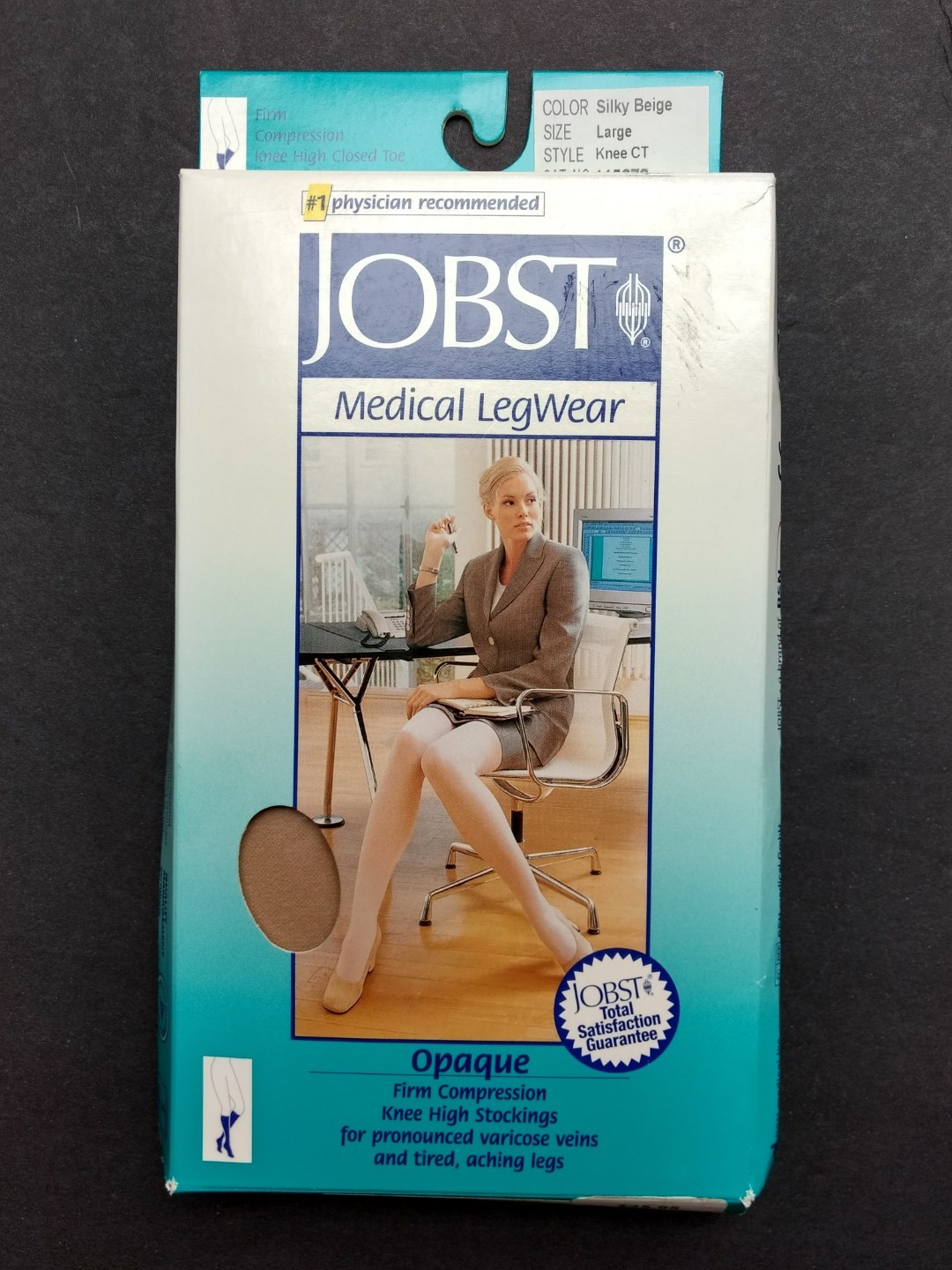 JOBST Firm Compression 20-30mmHg Knee High Large Beige Stockings Closed Toe