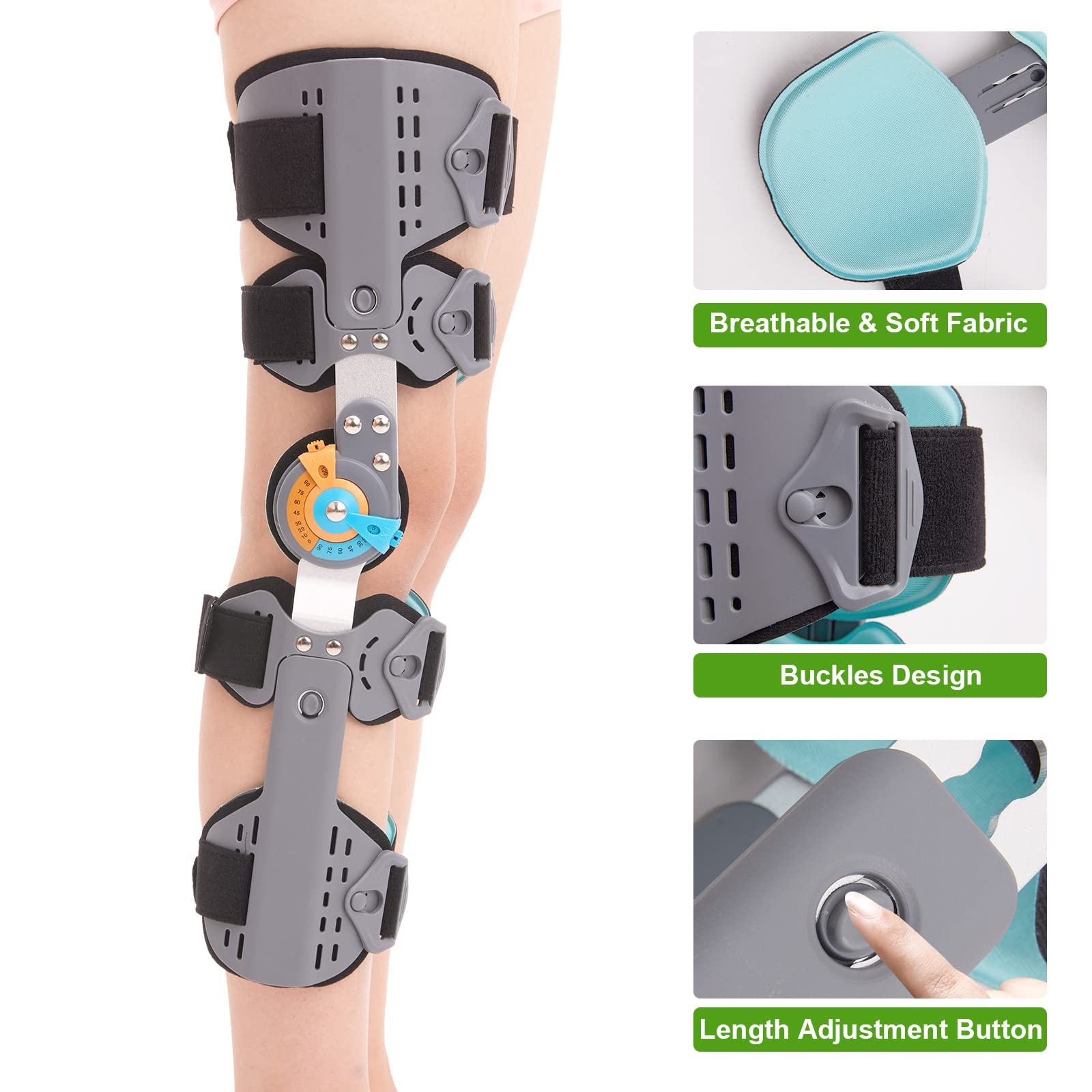 Hinged Knee Brace ROM Post Op Knee Immobilizer Adjustable Knee Immobilizer Su…