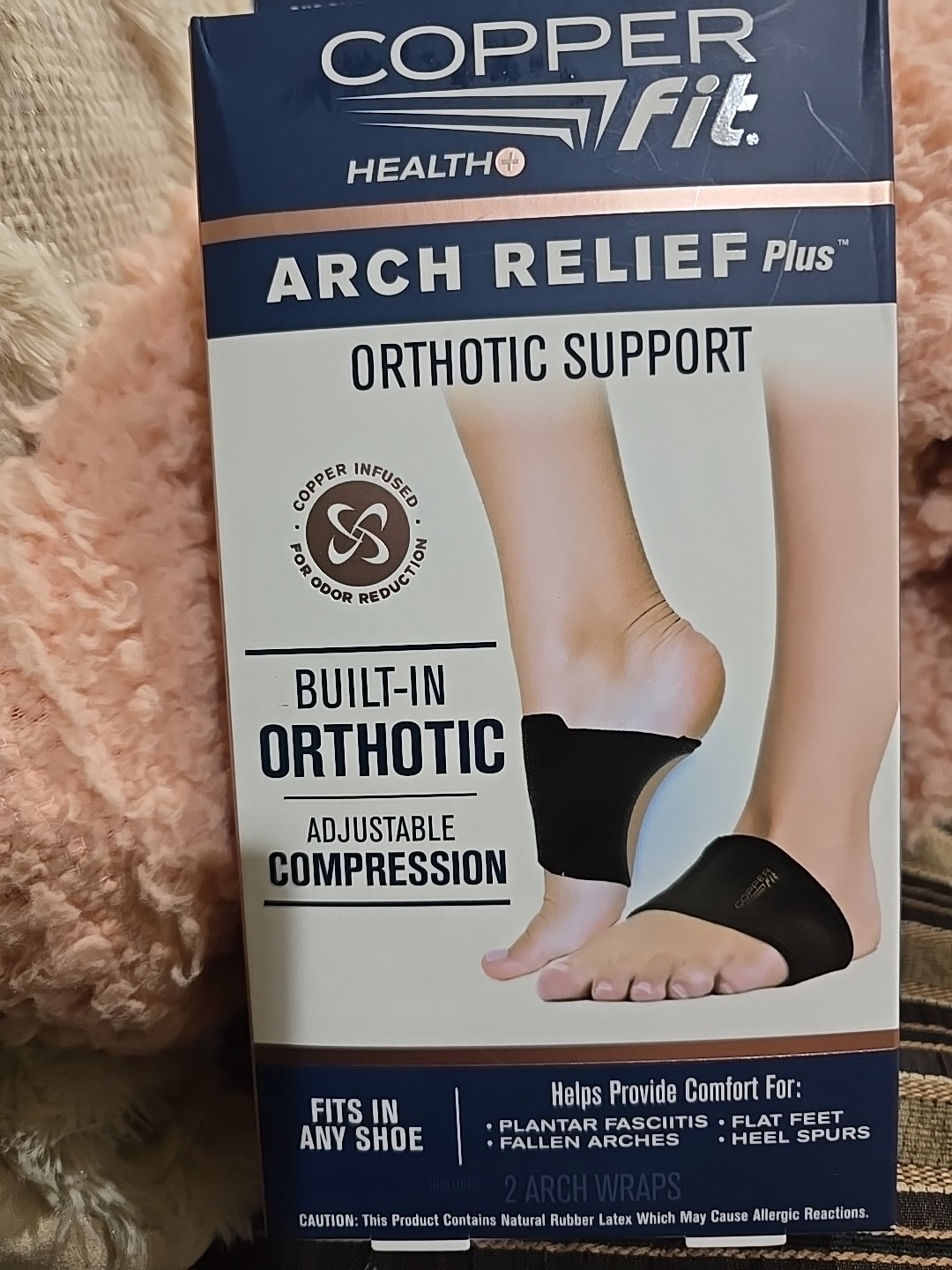 Copper Fit Health Unisex Arch Relief Plus with Built-In Orthotic Support – Black