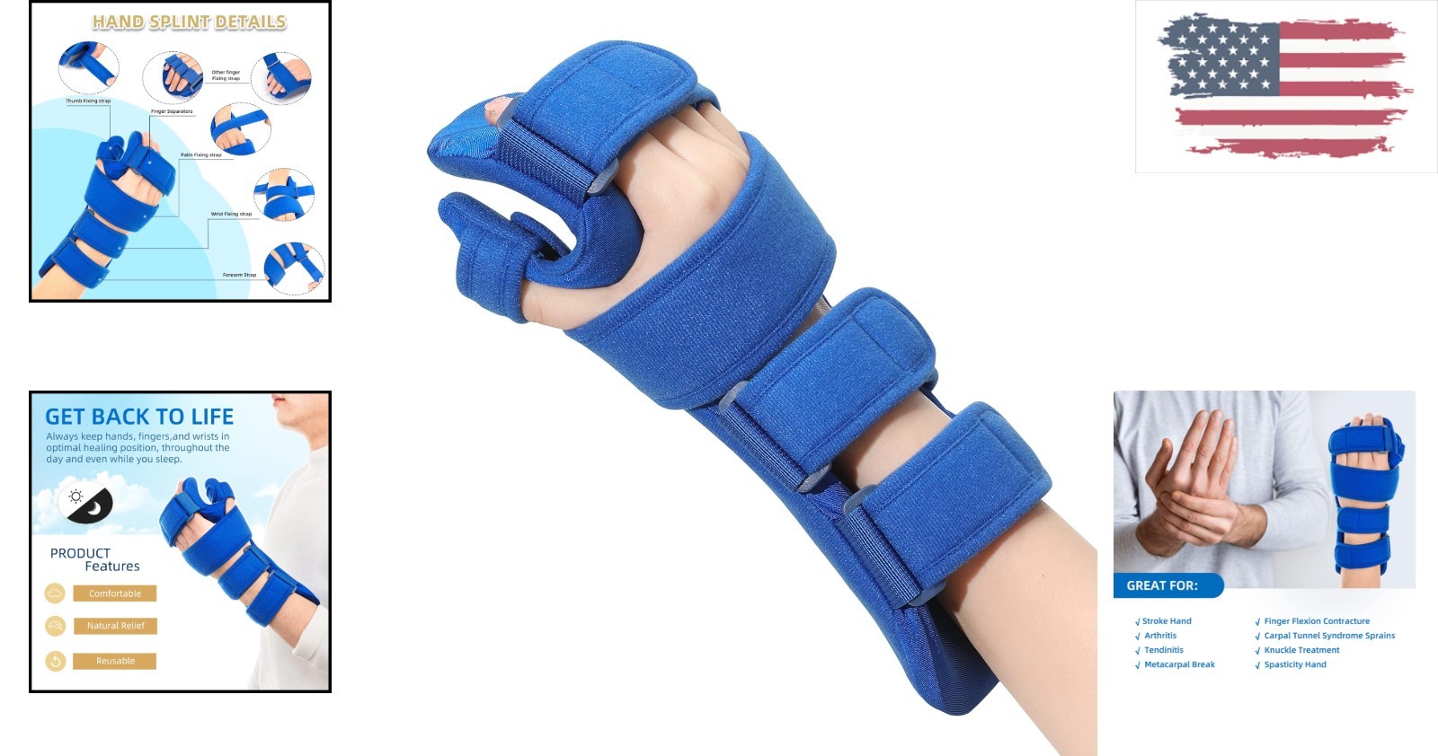 Ergonomic Cotton Hand Splint for Carpal Tunnel and Stroke Support – Medium Right