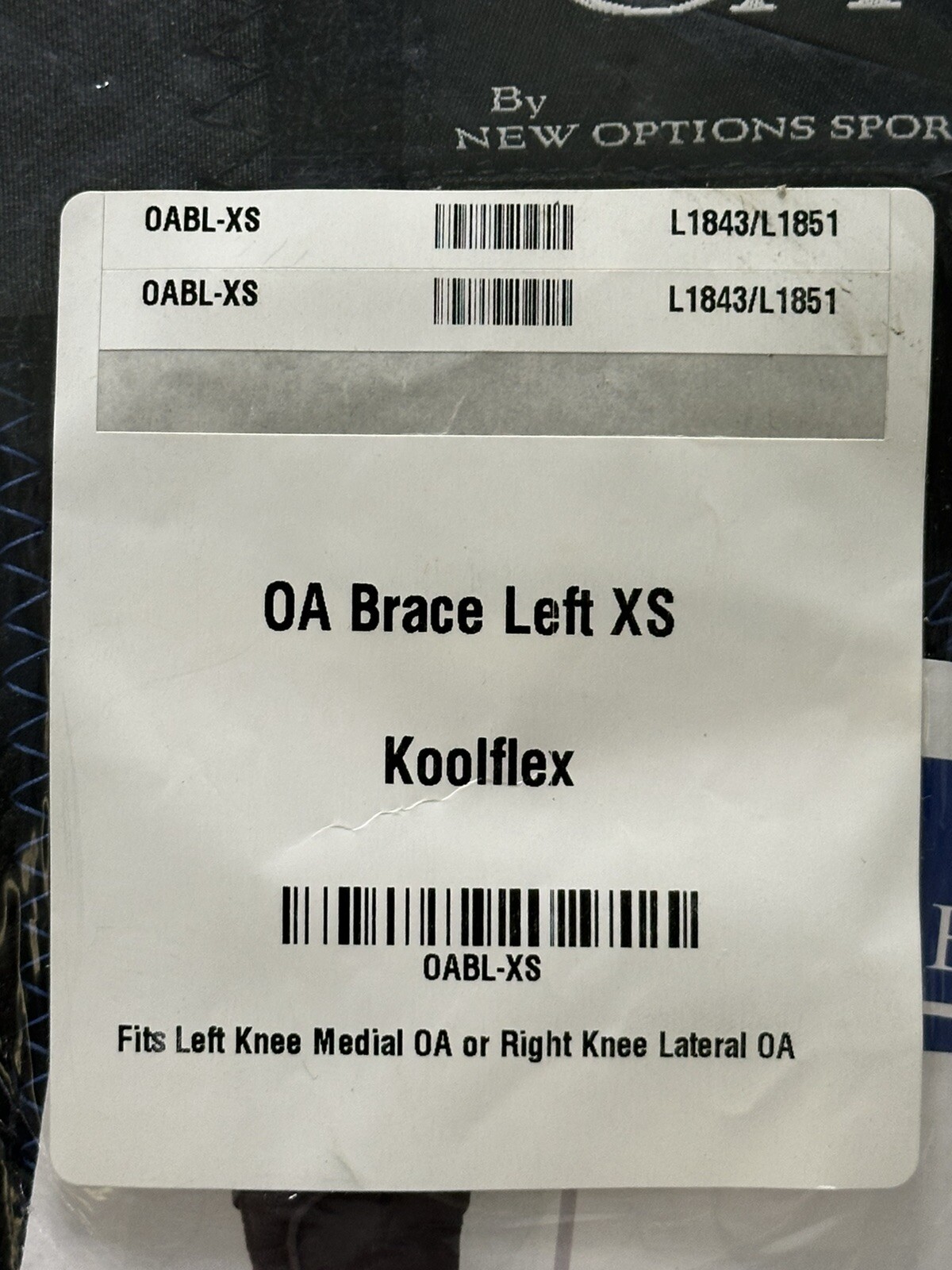 Knee Brace New Options Sports Koolflex OA Wrap Left XS Black, NEW Free Shipping
