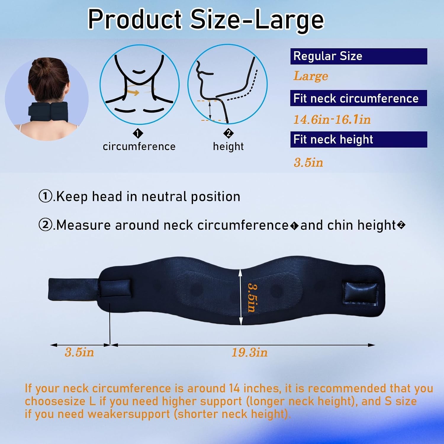 Lightweight Adjustable Neck Support Collar for Pain Relief – Universal Size L