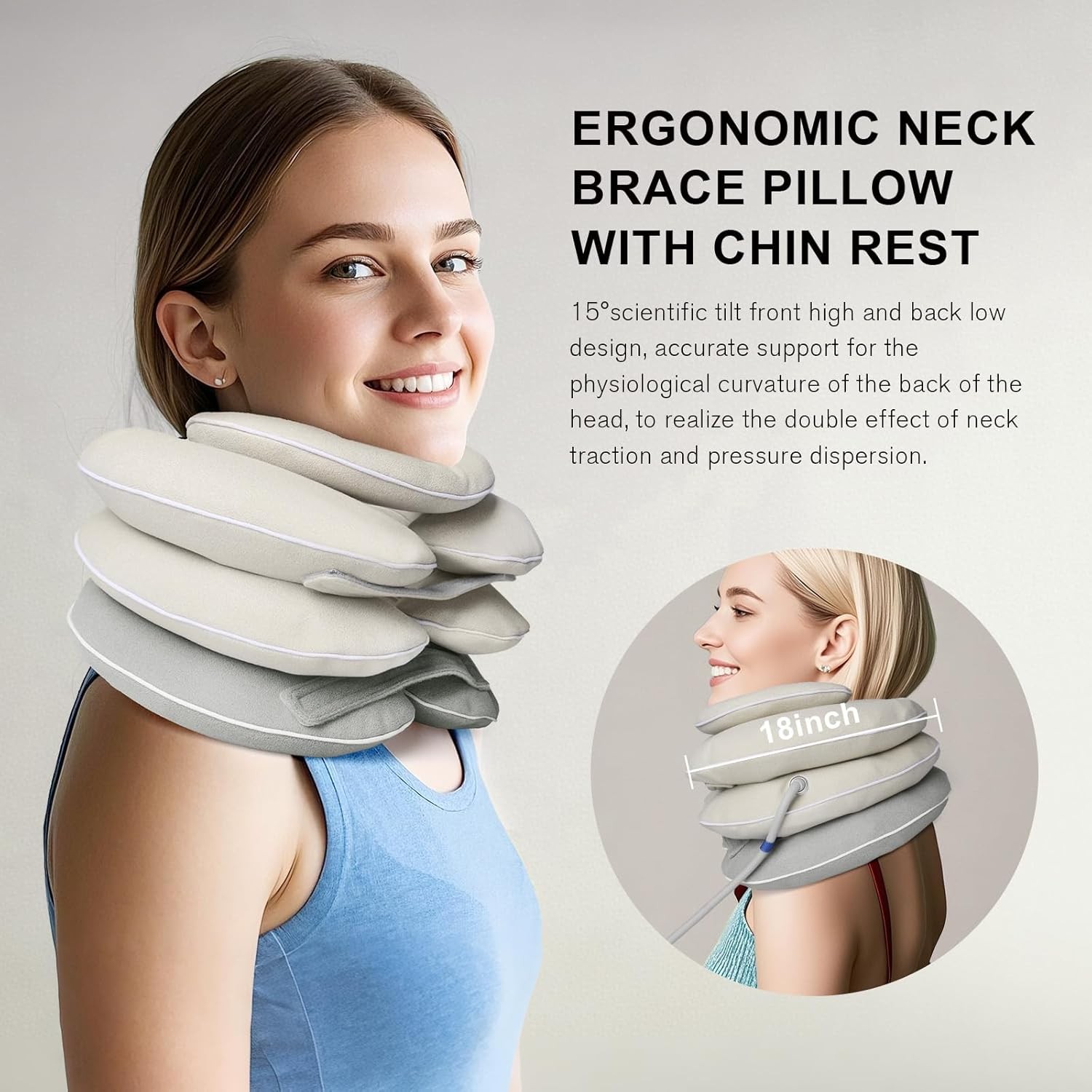 Neck Stretcher with Brace – Inflatable Cervical Traction Device for Neck Pain…