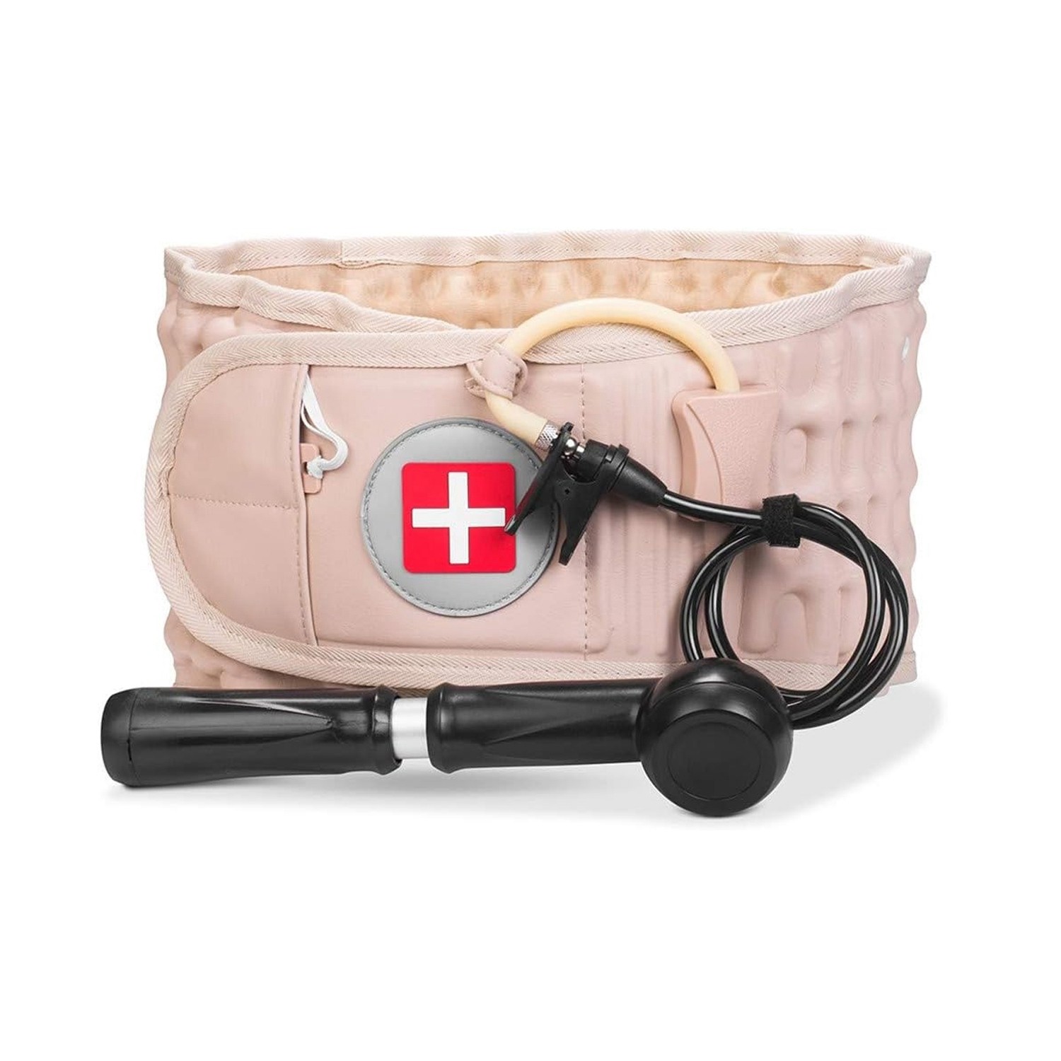 Decompression Back Belt Lumbar Spine Support Lower Air Traction Device w/ Hand
