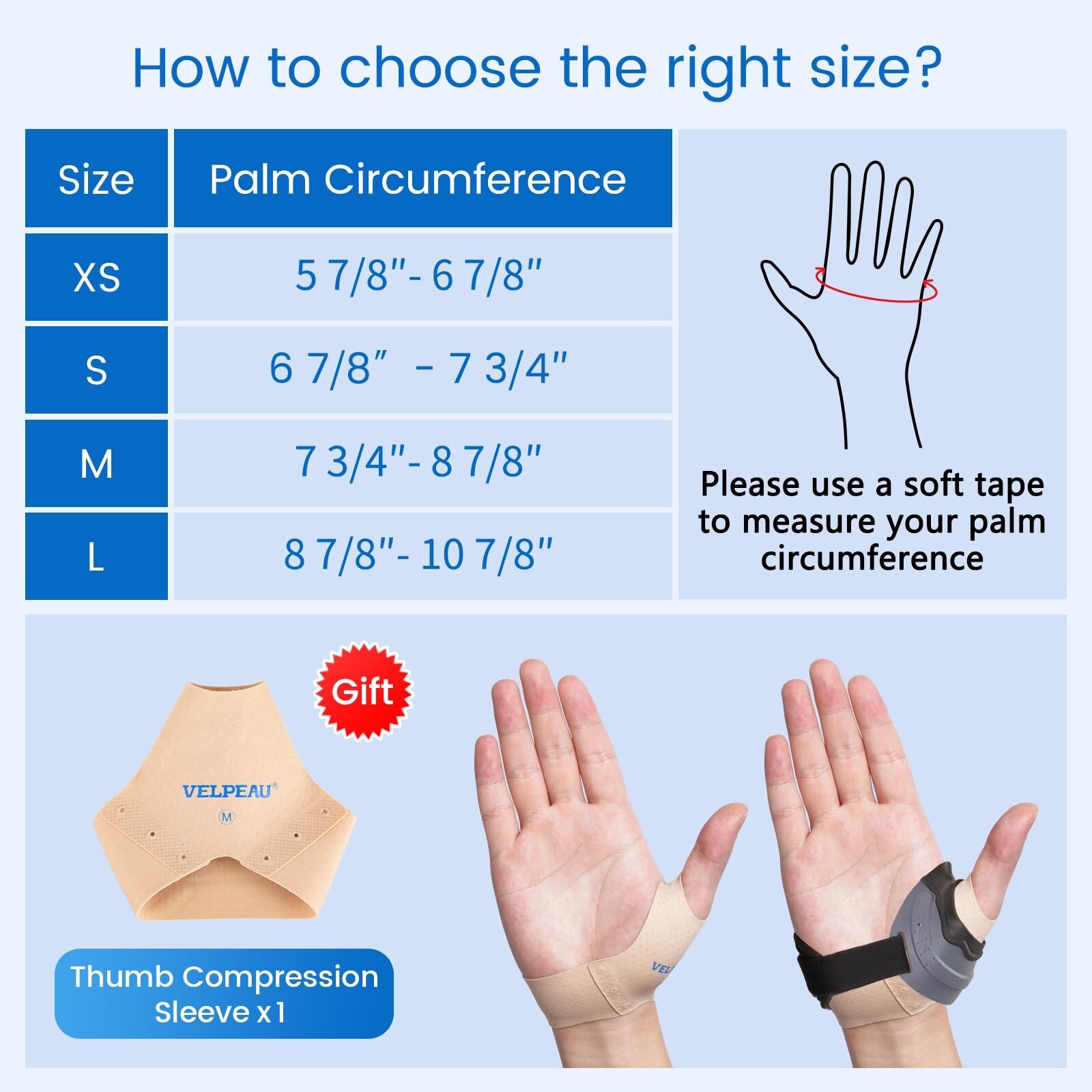 Velpeau CMC Thumb Brace for Osteoarthritis, CMC Joint Pain Relief, Soft and C…