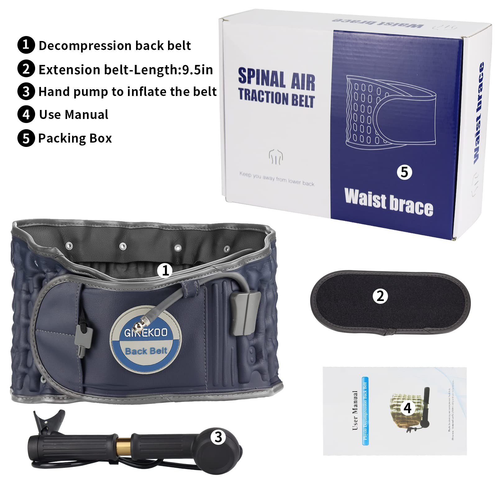 GINEKOO Decompression Back Belt Spinal Air Traction Belt for Lumbar Support and