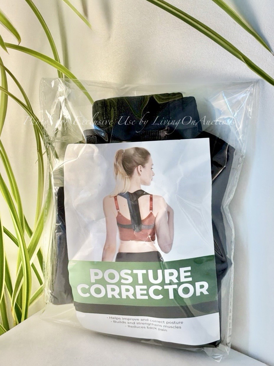 ⭐️ Posture Corrector Women Men Black Adjustable Upper Back Brace + Spine Support