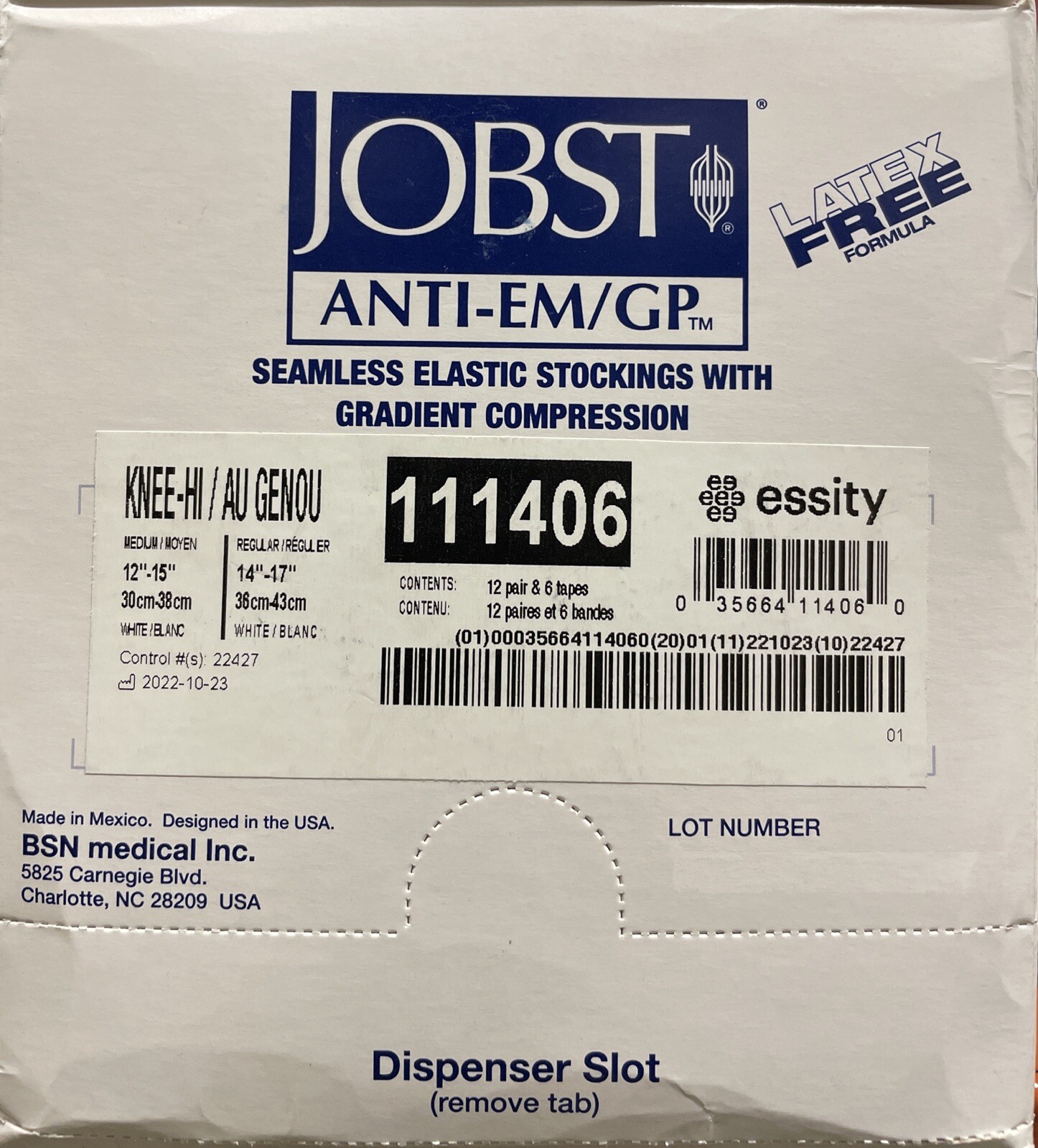 (2 Pairs) Jobst 111406 Knee-Hi Seamless Anti-Embolism Elastic Stocking Medium