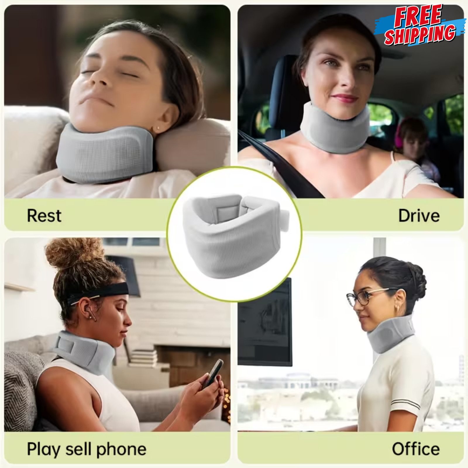 Adjustable Soft Cervical Neck Collar Foam Brace Support Breathable Gray