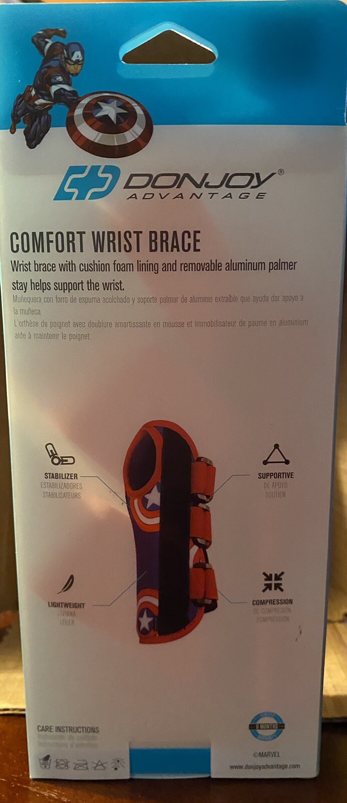 New DonJoy Advantage Comfort Wrist Brace Left Youth Featuring Marvels Captain
