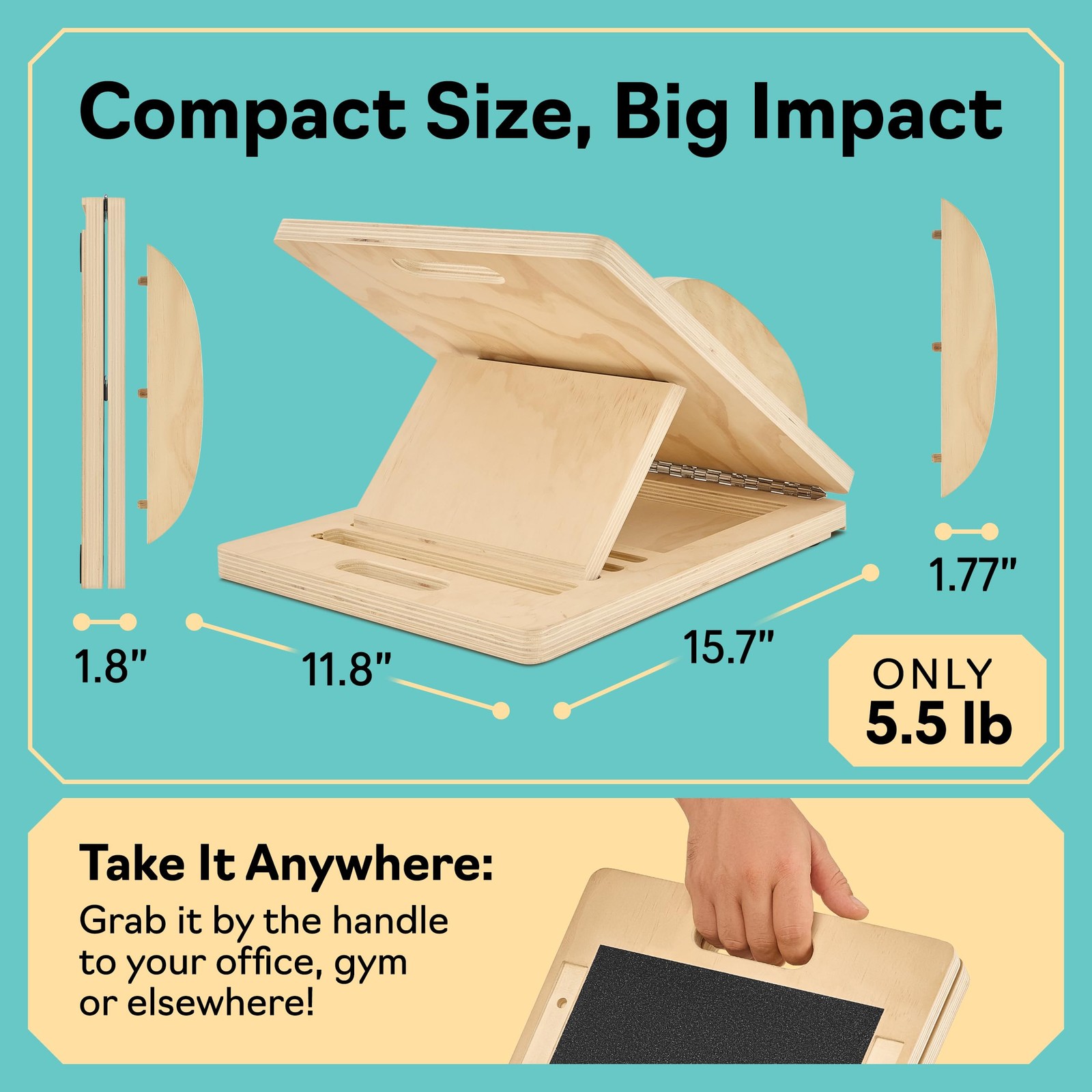 Slant Boards for Exercise – Board with 6 Incline Compact, Natural