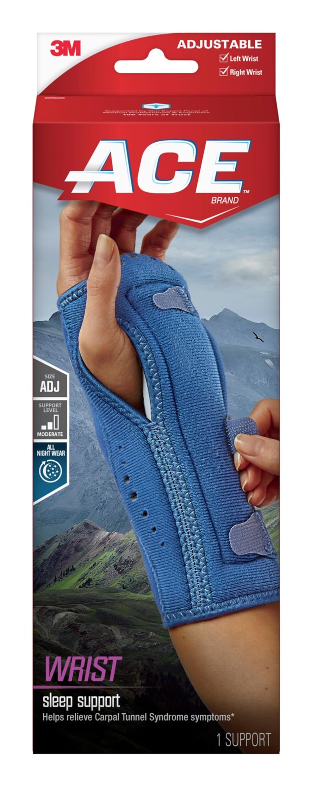 Night Wrist Sleep Support, Adjustable, Blue, Helps Provide Relief from Sympto…