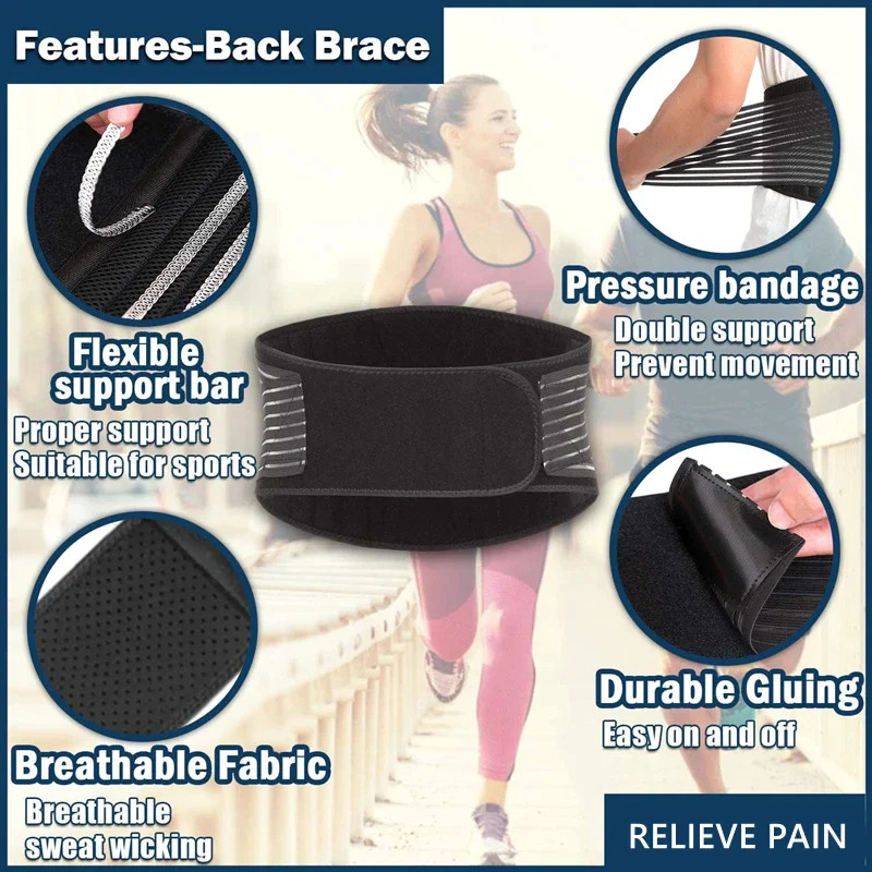 Lower Back Support Belt | Adjustable Lumbar Waist Brace | Double Pull Breathable