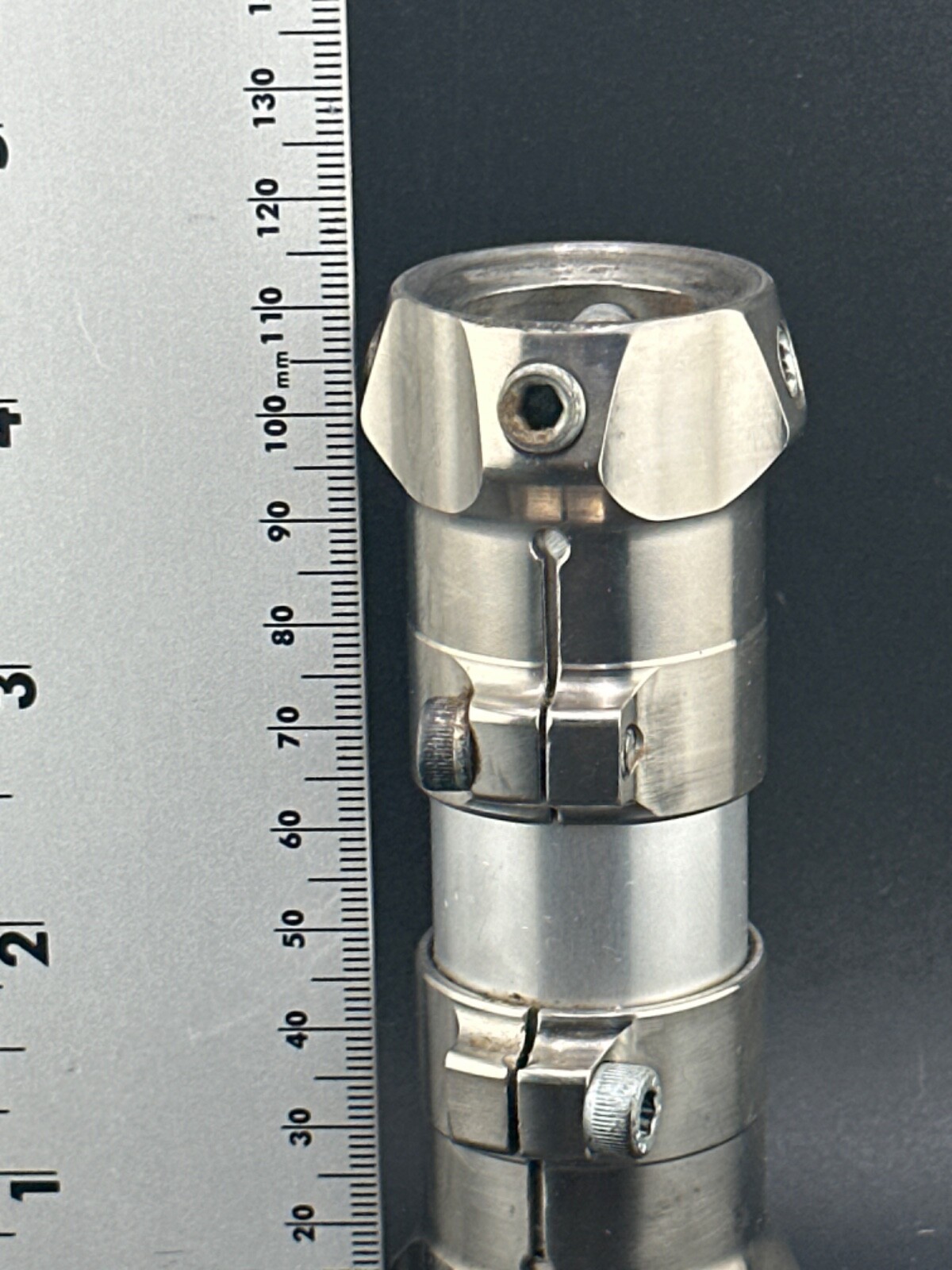 Prosthetic components adapters parts. Prosthetic pylon w/ 2 tube clamp 30mm