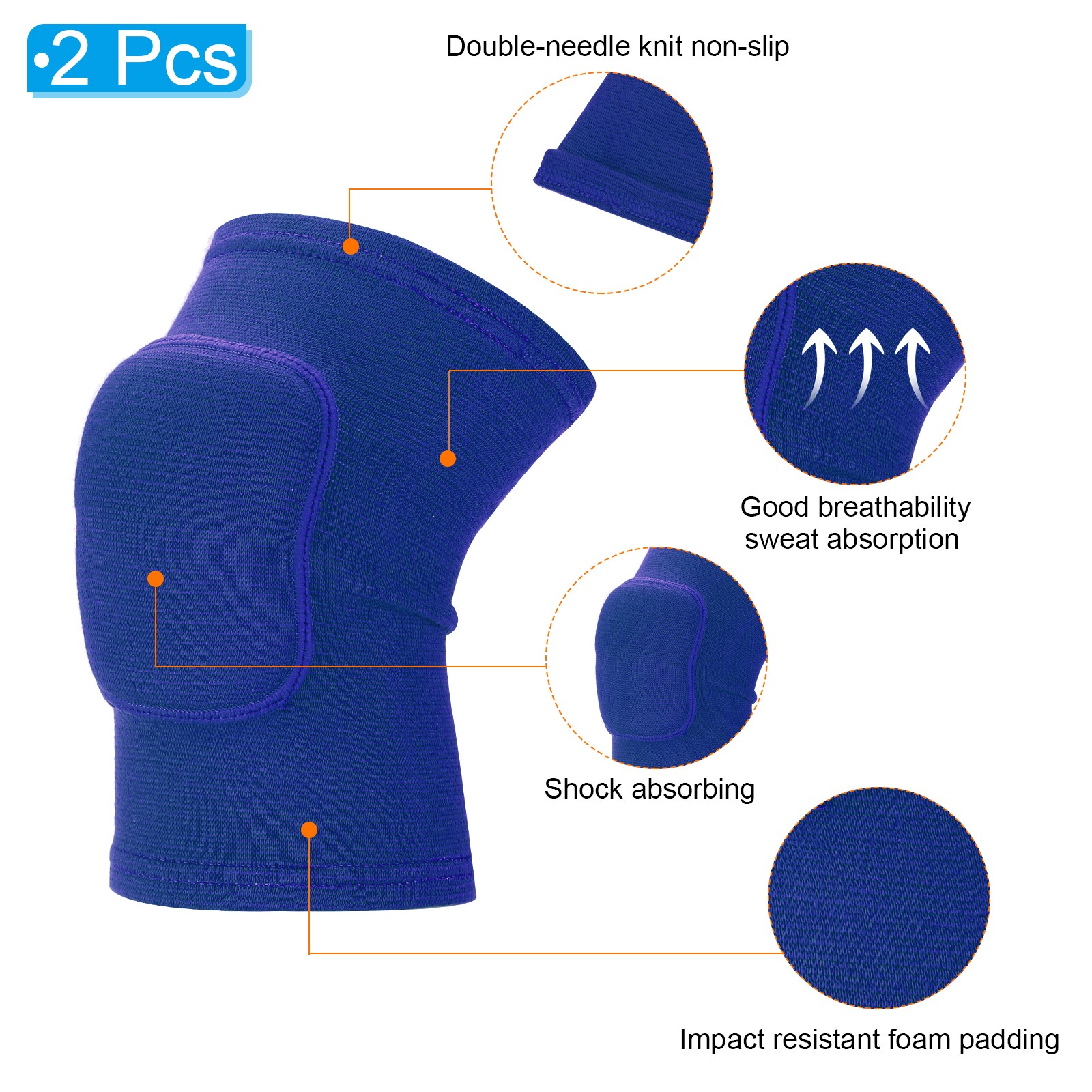 2 Pcs S Dance Knee Pads Ski Knee Pads Volleyball Protective Sponge Brace Blue