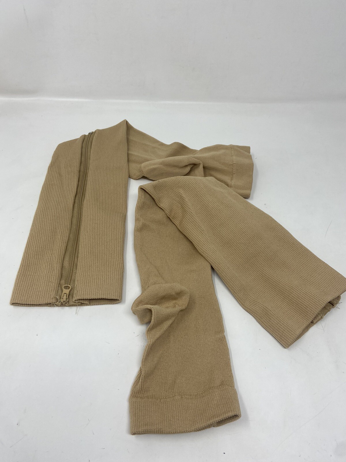 Zip Up Compression Socks Support Hose Unisex Edema Diabetic Lot Of 10 L/XL Beige