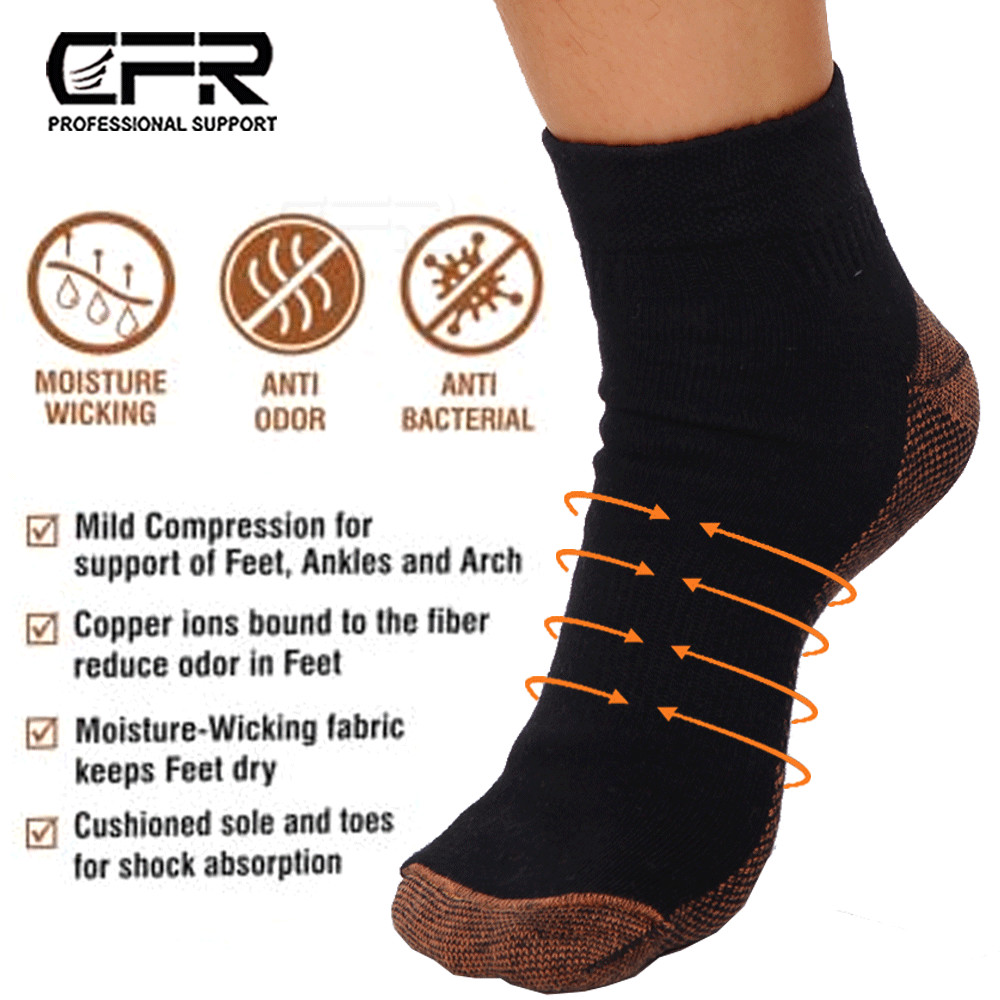 1/2/3Pairs Copper Compression Socks Plantar Fasciitis Arch Ankle Running Support