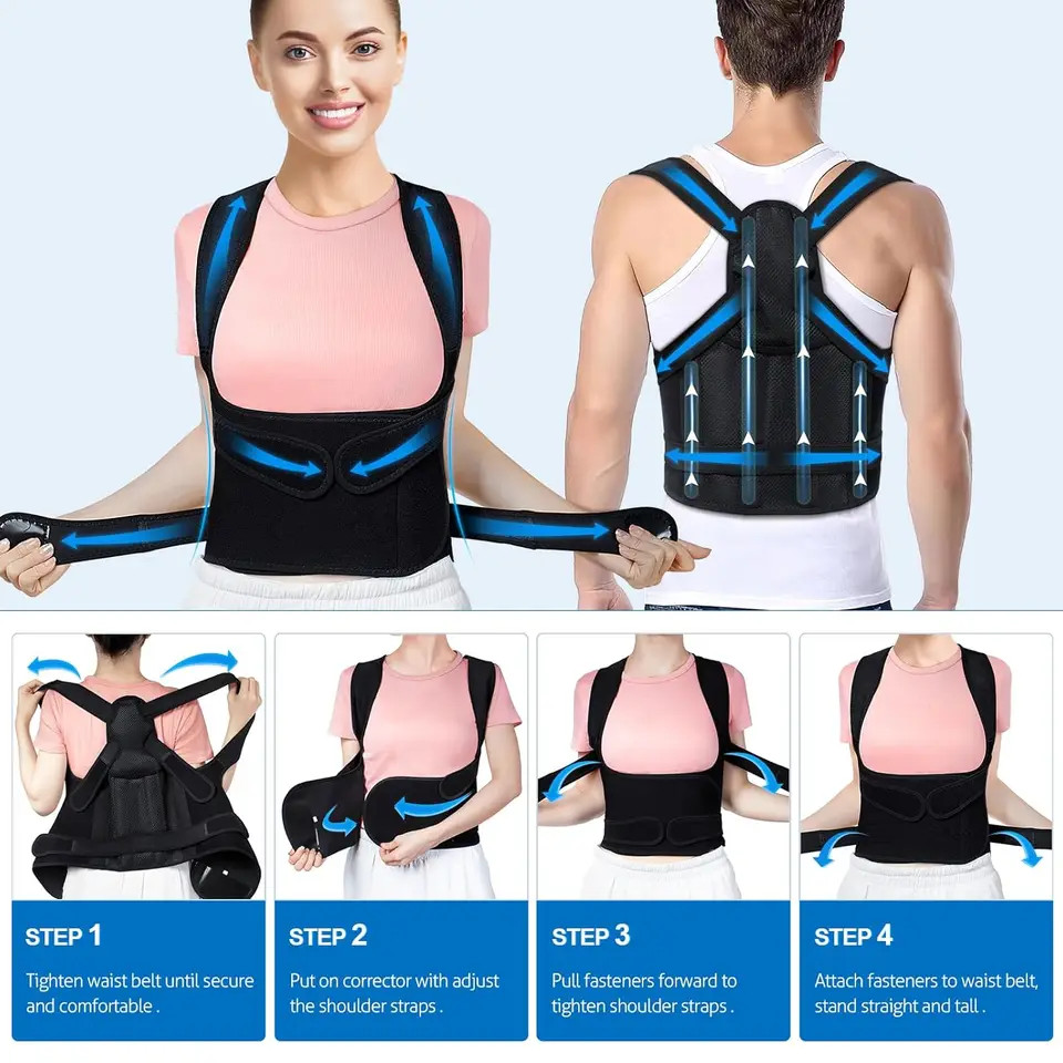 Full Back Posture Corrector Adjustable Brace Spine Shoulder Support 1 Pc