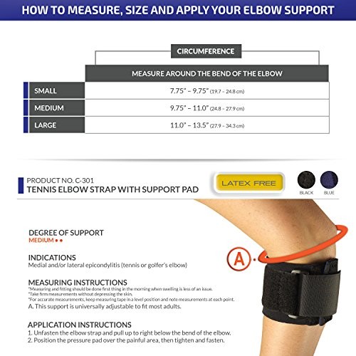 Forearm Band, Compression Strap with Support Pad for Tennis Elbow Small Black