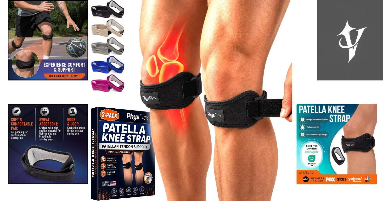 Universal Fit Patellar Support Strap for Jumper’s Knee – 2 Pack for Men & Women