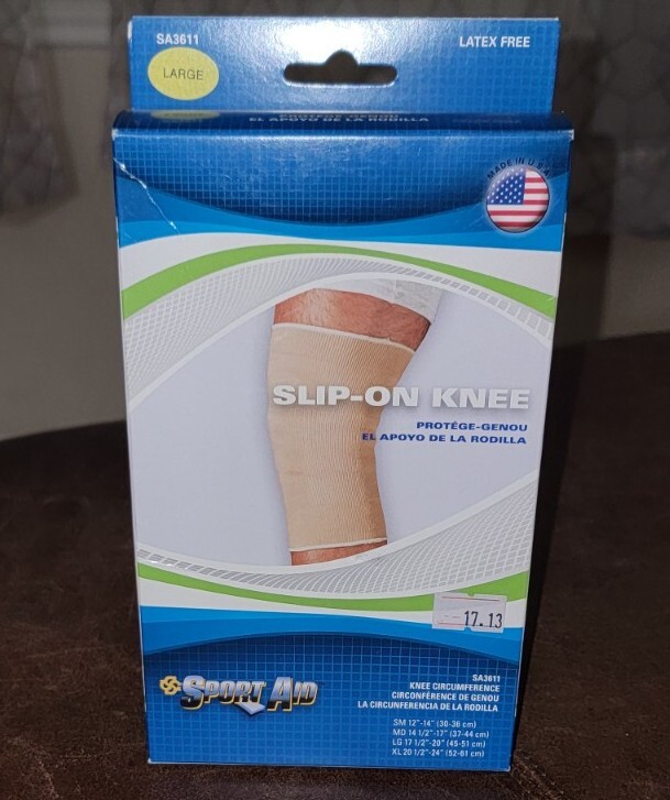 Sport Aid Slip On Knee Wrap Support Flexible Latex Free Large Beige 1ct