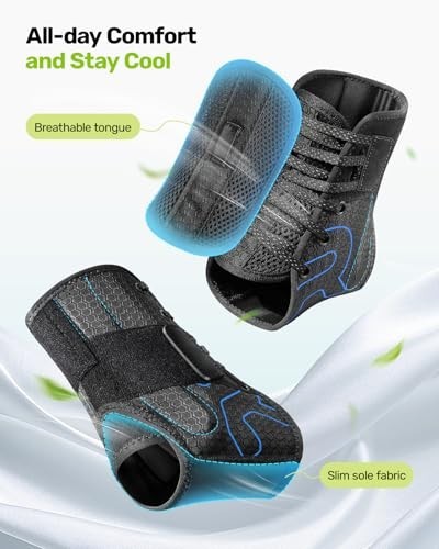 Quick Lace Up Ankle Brace with 2 Metal Support Stays, Breathable Stabilizer f…