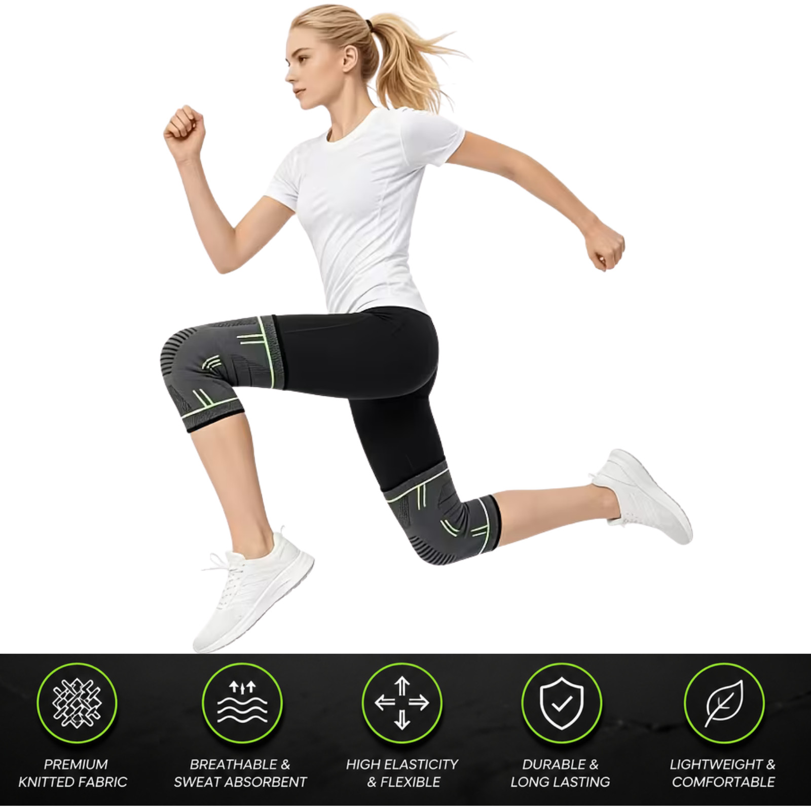 Knee Brace Compression Sleeve for 1 Pair Men Women Gym Fitness Hiking