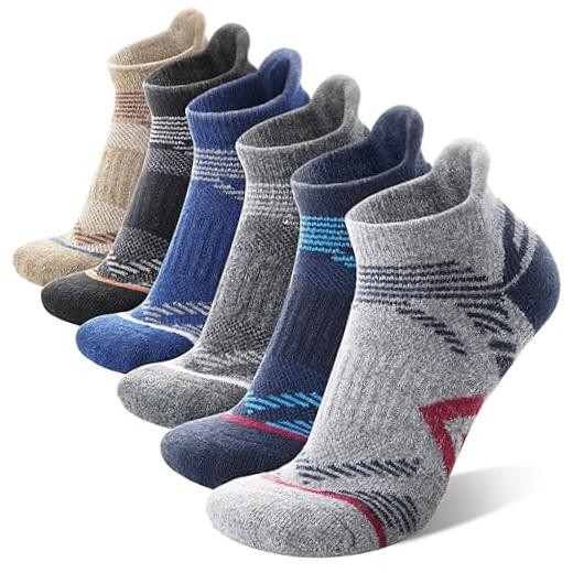 6 Pairs Merino Wool Ankle Hiking Large Navy/Brown/Grey/Black/Blue/Light Grey