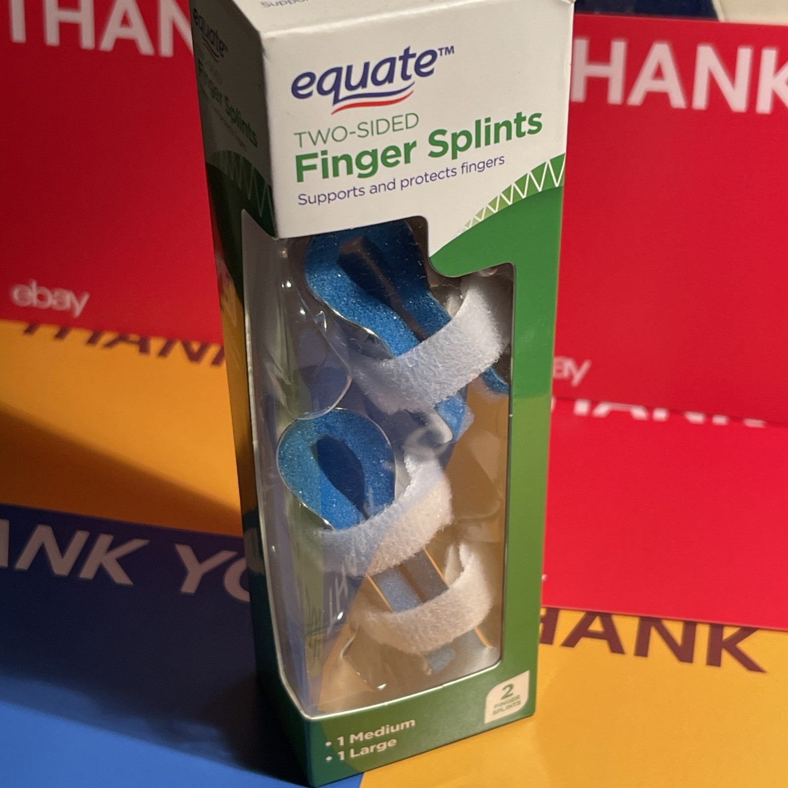 Equate Two-Sided Finger Splints (2 Pack ) Supports And Protects Fingers