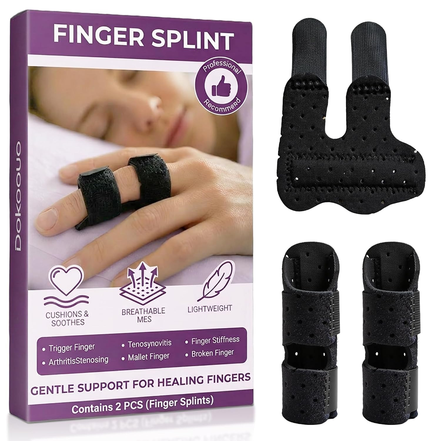 Finger Splint (2 Pack) – Universal Finger Straightener – Broken and Trigger Fing
