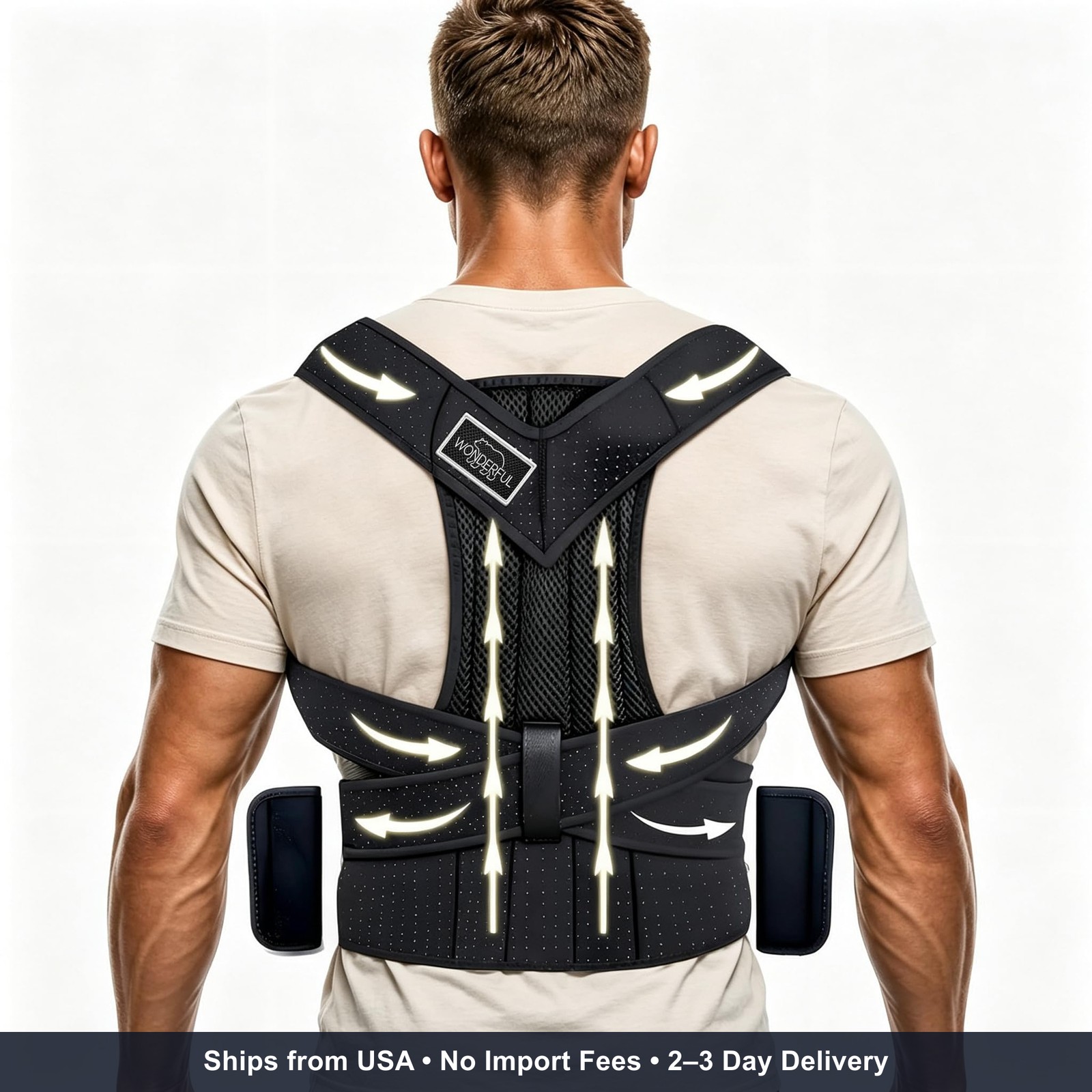LifeLove Adjustable Posture Support Brace for Upper Back & Shoulders, Fits Heigh