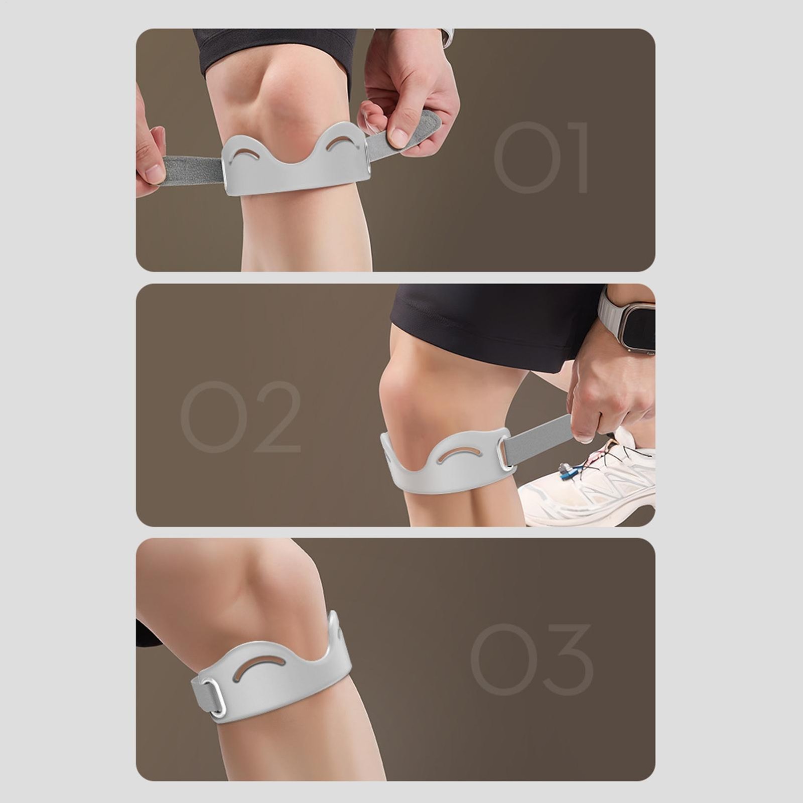 Silicone Patellar Tendon Support Strap – 2 Pack Adjustable Non-Slip Patella Band