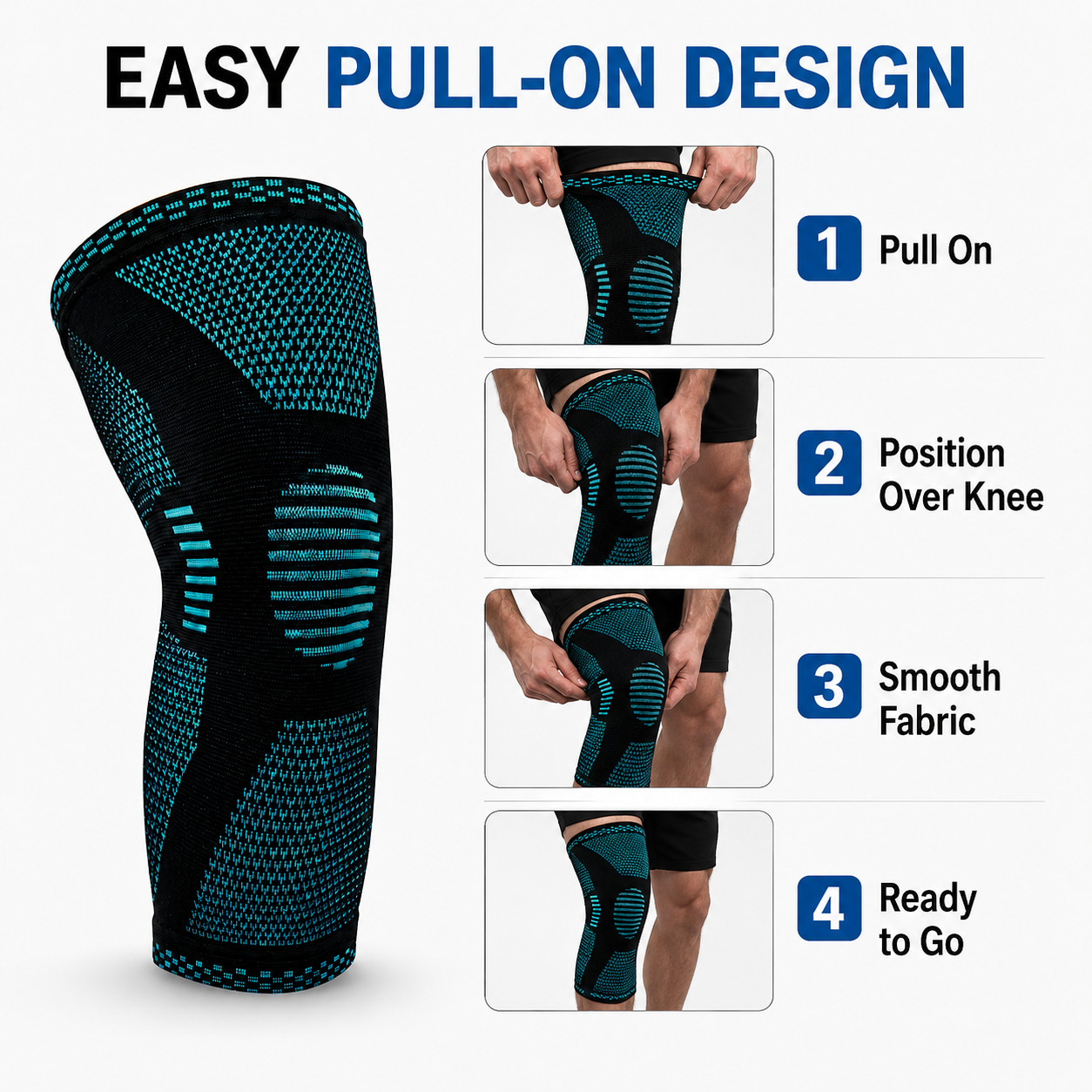 POWERLIX Knee Brace Compression Sleeve 2 Pack Pair Men Women Medium Teal Support