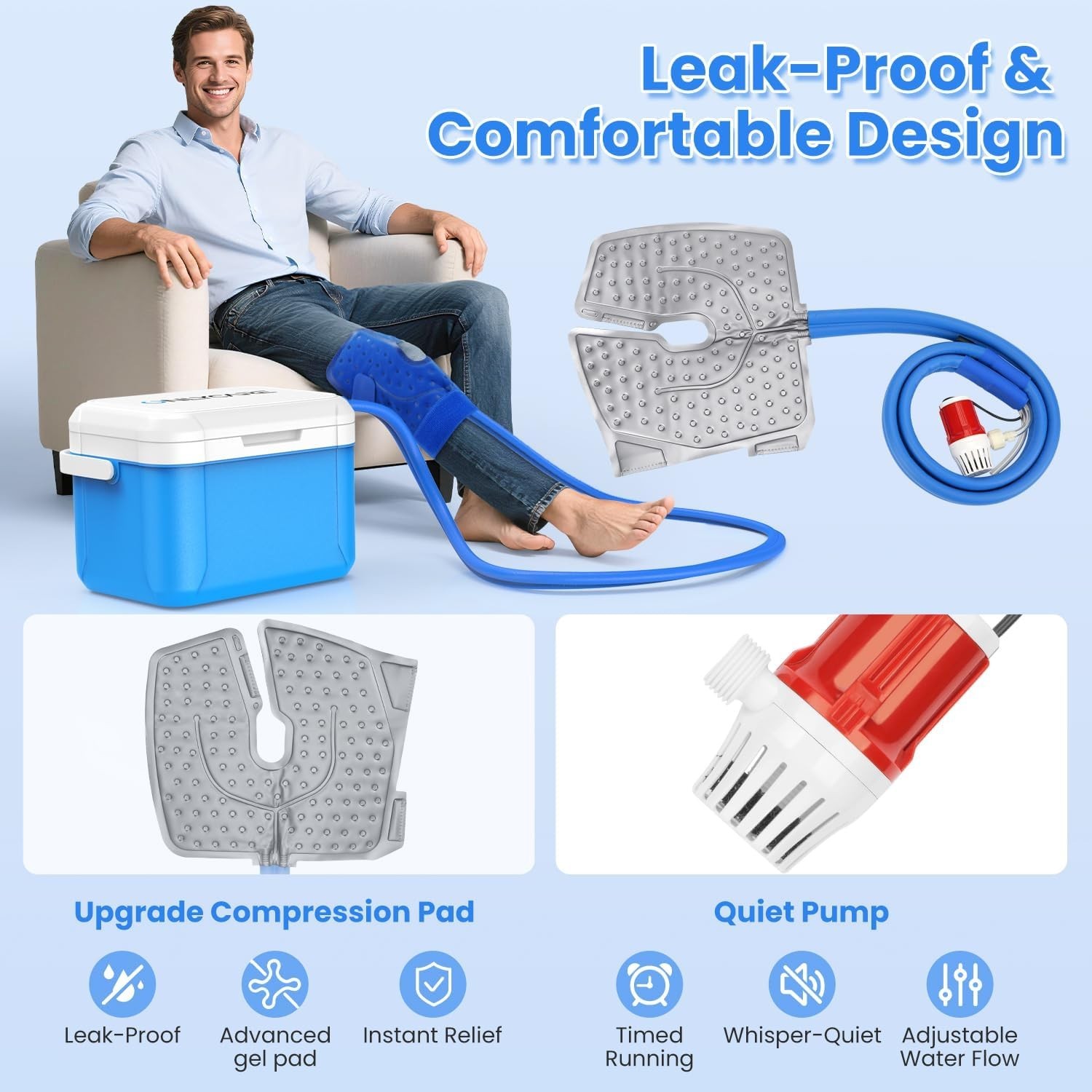Cold Therapy Machine Knee Surgery Ice Machine Quiet Pump 12Hr Portable