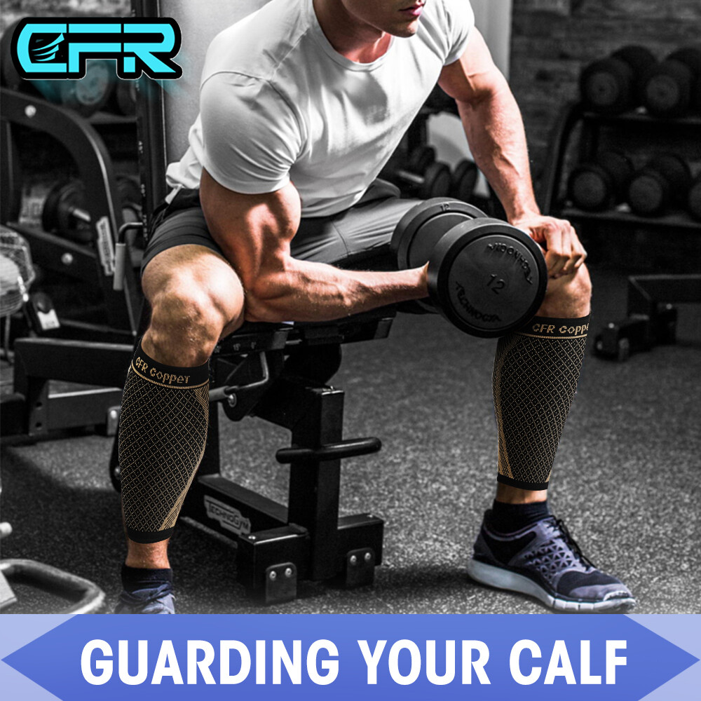 Copper Calf Support Brace Shin Splint Compression Sleeve Leg Wrap for Men Women