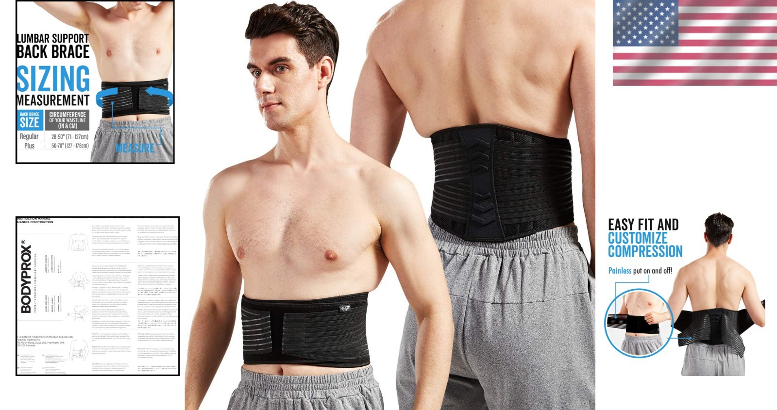 Ergonomic Lumbar Support Back Brace 28″-50″ – For Sciatica and Herniated Discs