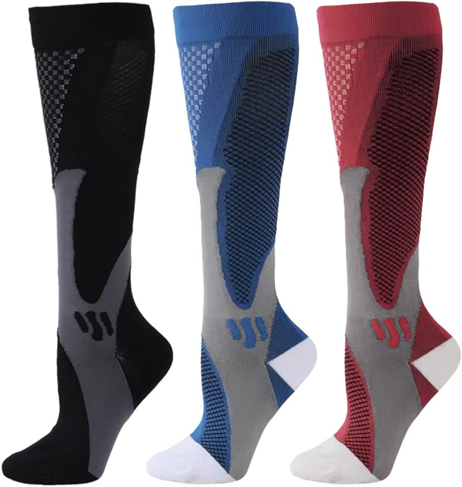 3 Pair Sport Compression Socks Men Women, Compression Stocking Nurse Socks for E