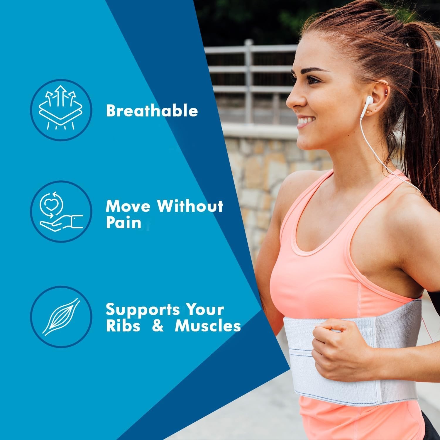 Versatile Rib Protector for Women – Pain Relief Compression Wrap (30-45 Inch)