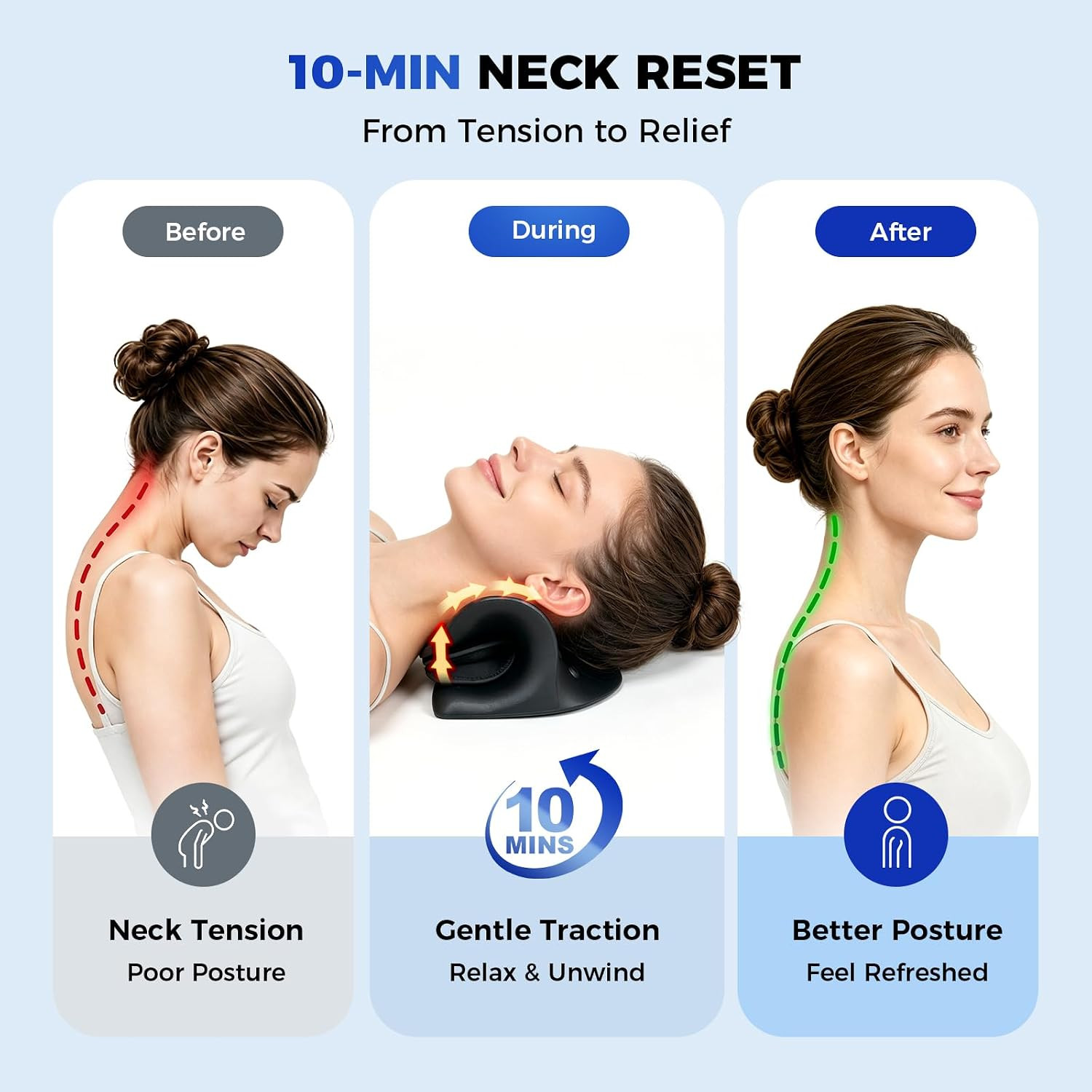Neck Stretcher with Adjustable Airbag Height, Inflatable Neck and Shoulder Relax