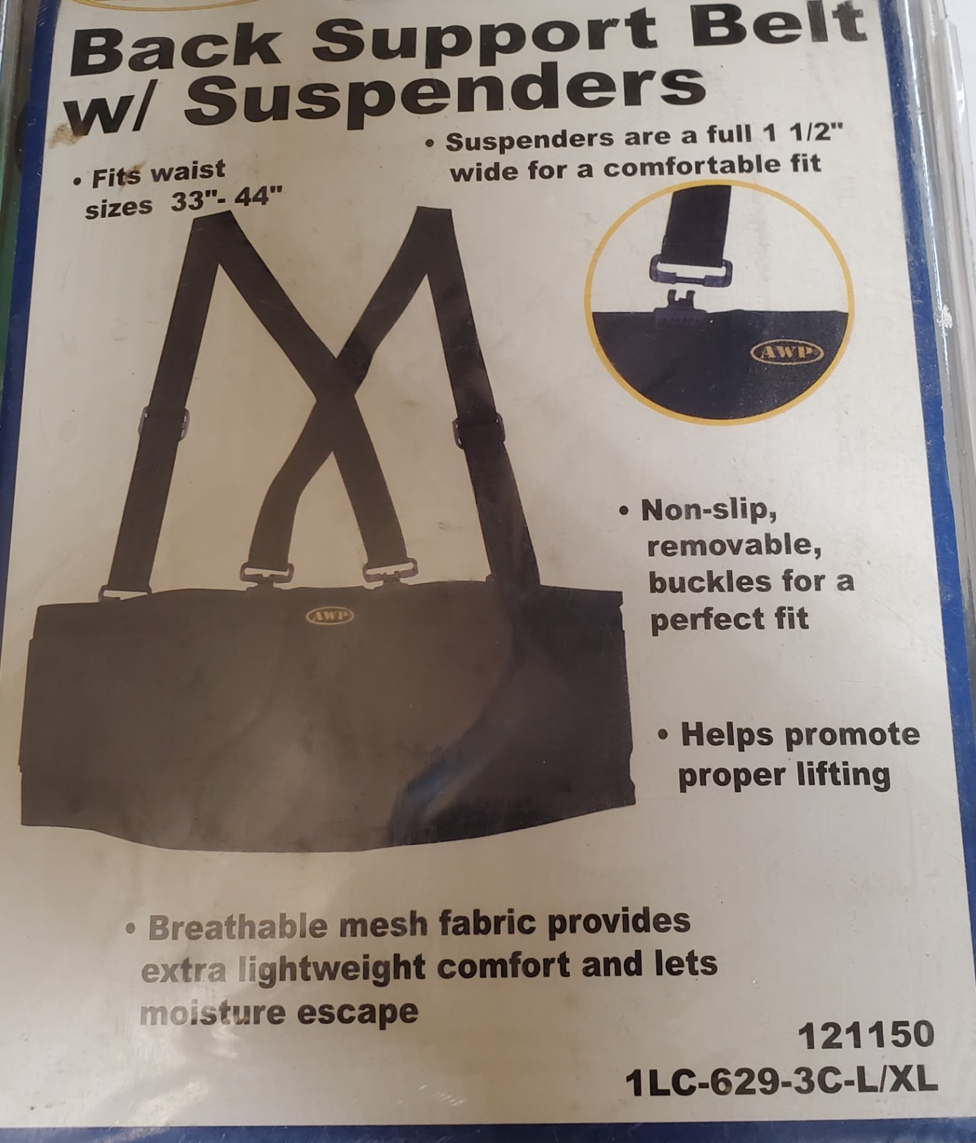 Large/XL Adjustable BackSupport 121150 1LC-629-3C-L/X L 33″-44″ waist