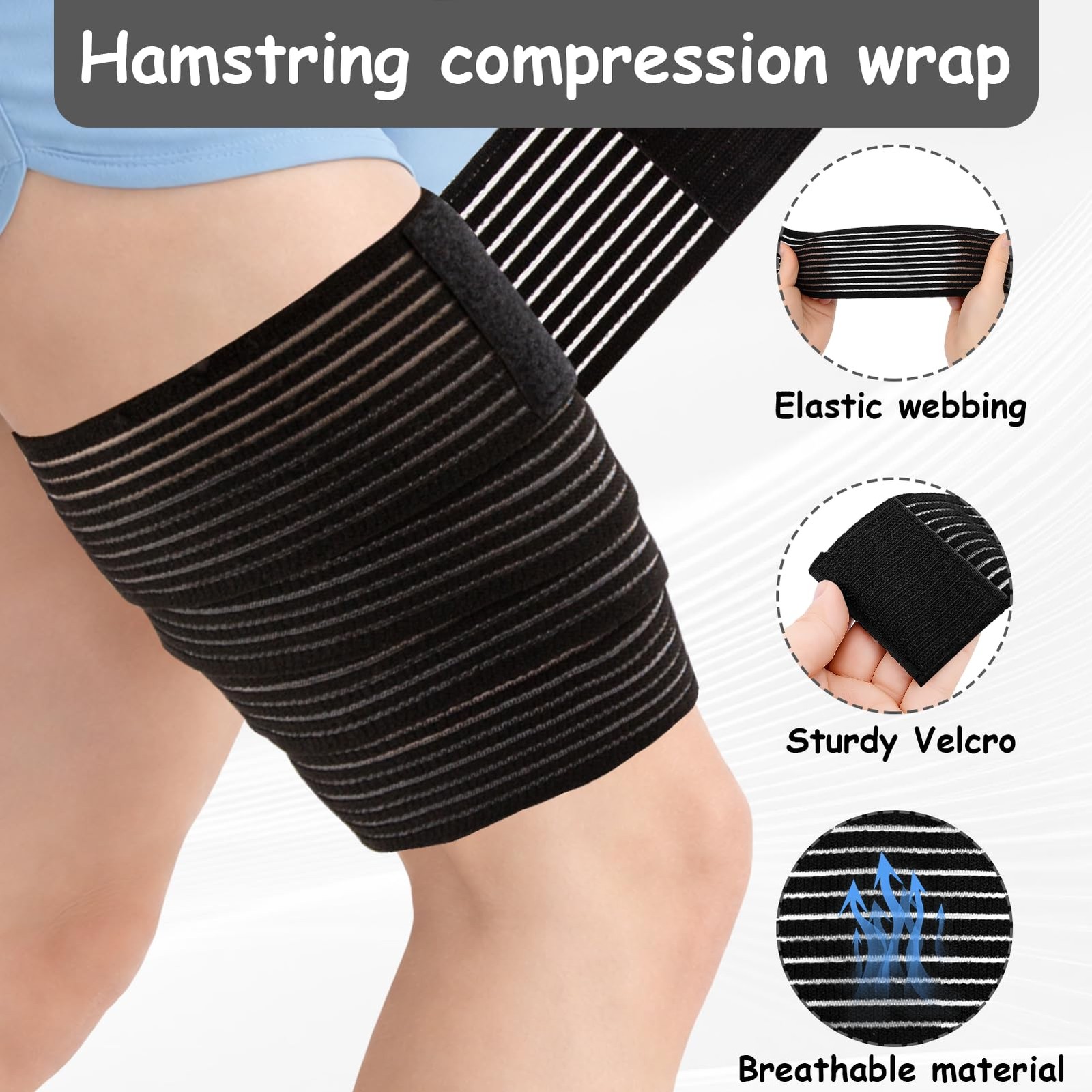 2 Pcs Hamstring Compression Wrap for Legs, Adjustable Compression Wrap, Brace…