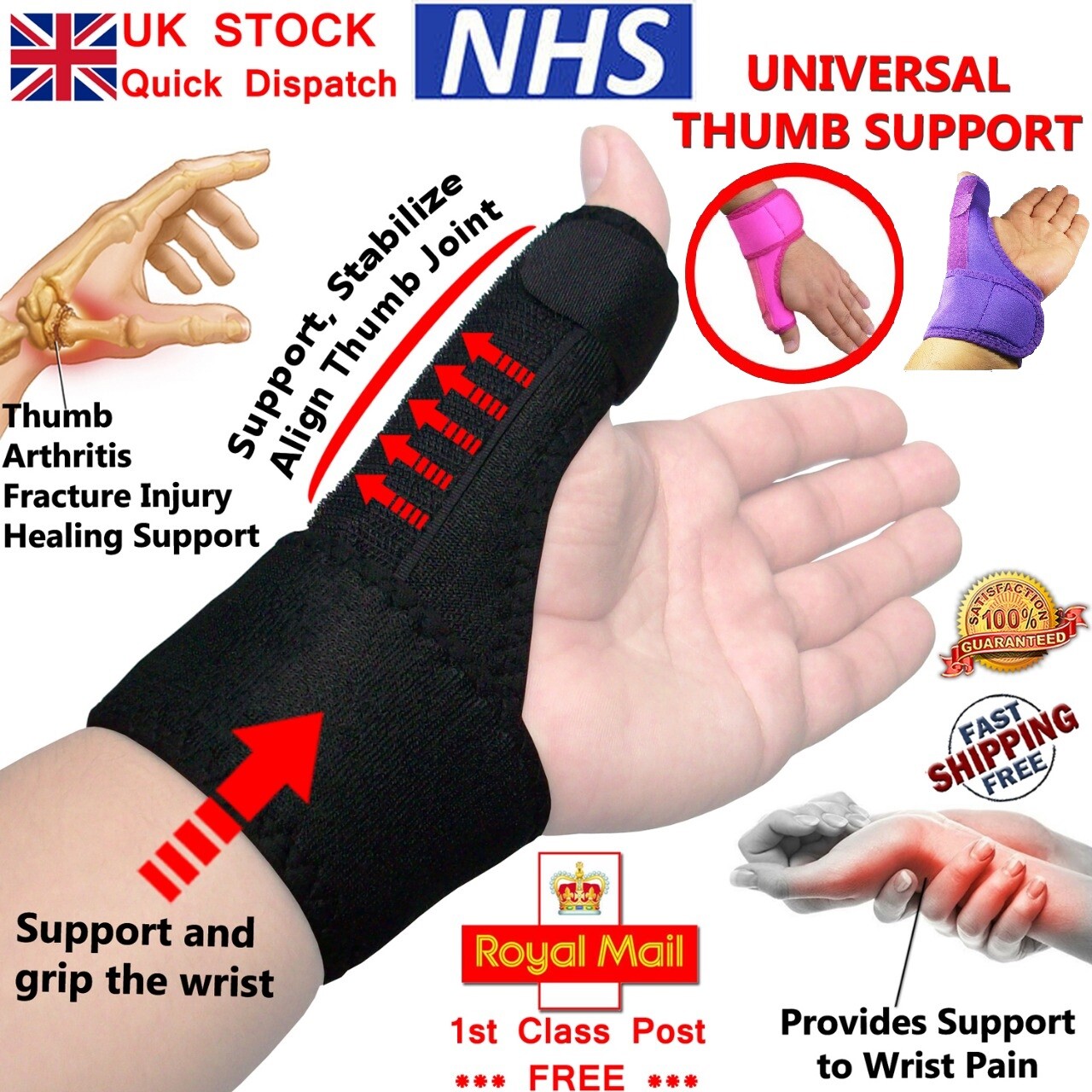 LTG Neoprene Thumb Support Splint Spica Brace Wrist Hand Strain Sprain Medical