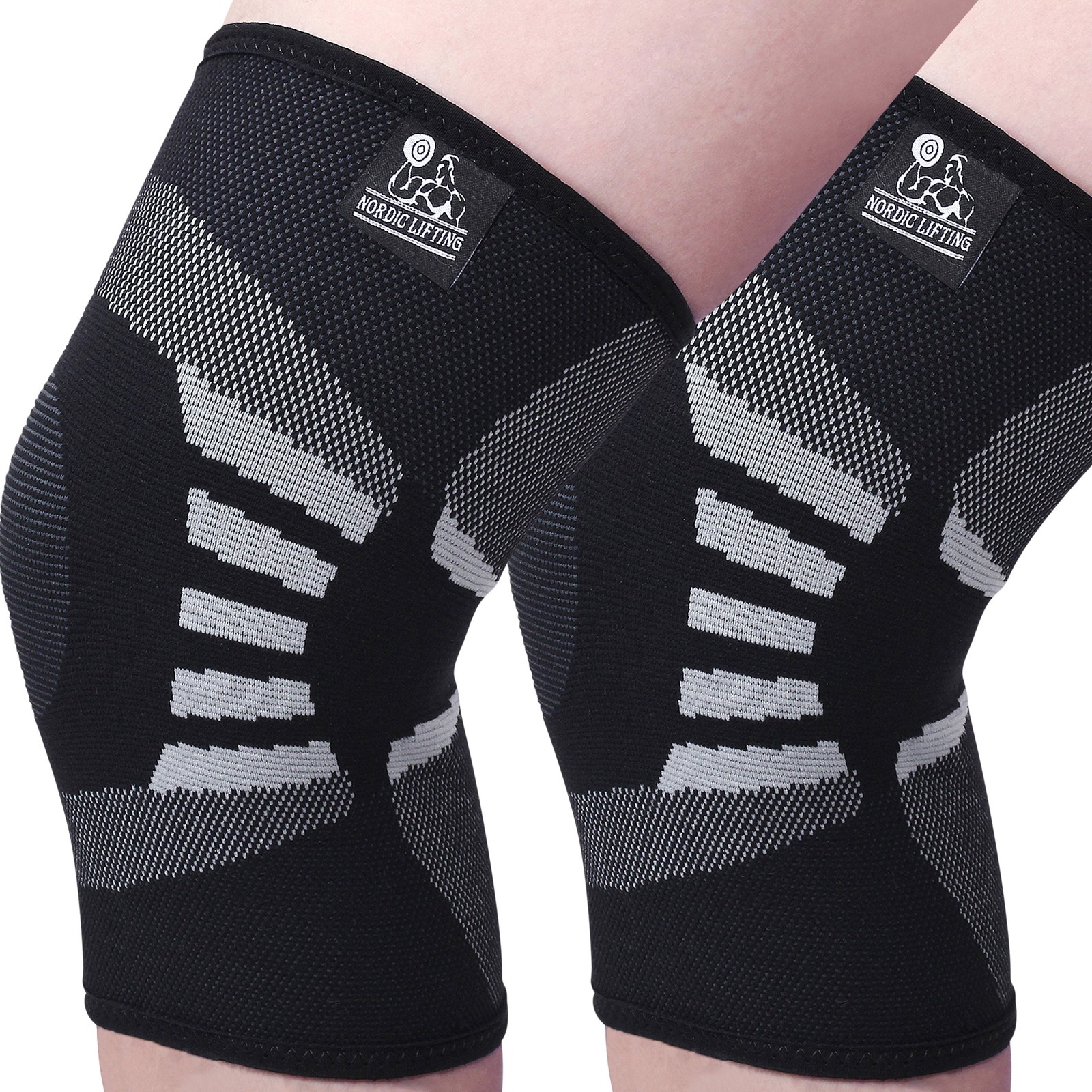 Nordic Lifting Knee Compression Sleeves, 1 Pair, Support for XX-Large, Grey